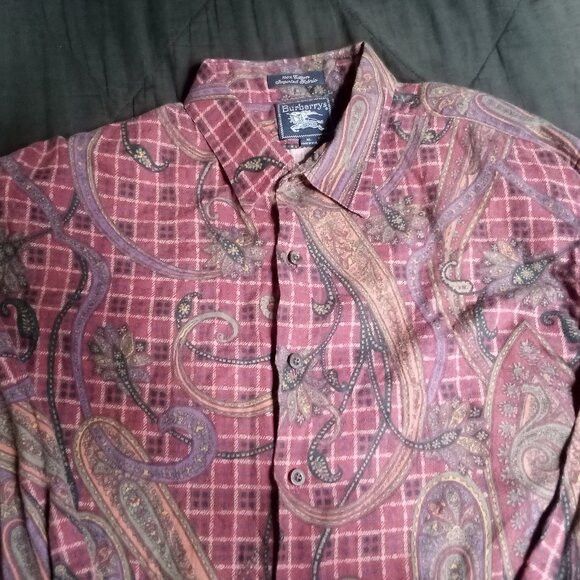 Burberry Vintage Burberrys Paisley Plaid Button Shirt Size US XL / EU 56 / 4 - 1 Thumbnail