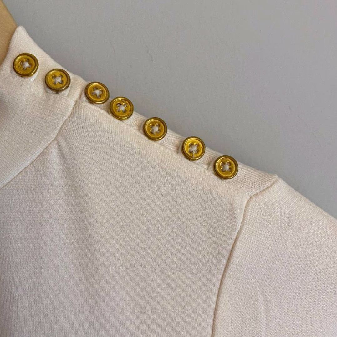 Vintage Crown & Ivy Casual Blouse Beige Long Sleeve Crew Neck XS Womens Size XS / US 0-2 / IT 36-38 - 4 Thumbnail