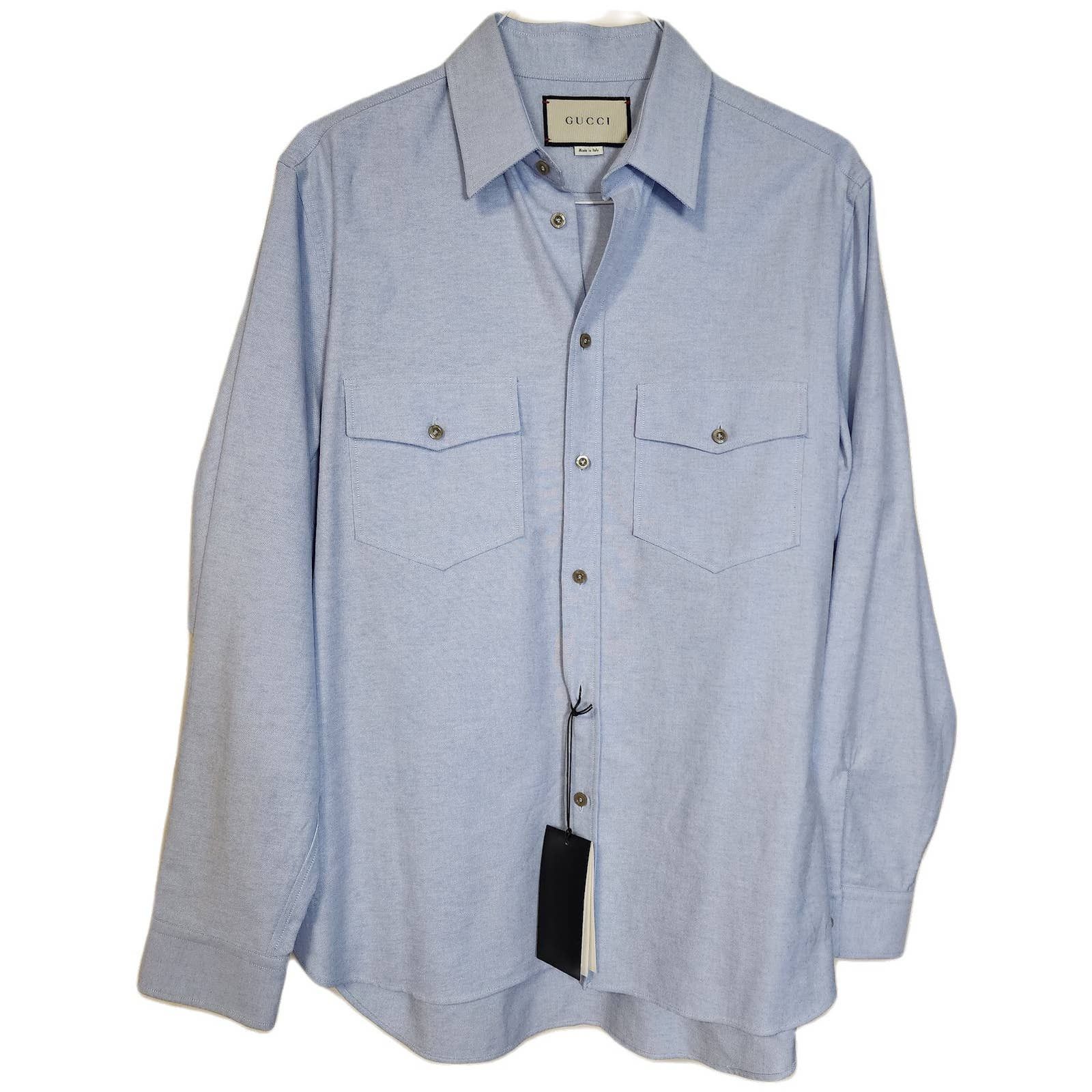 Gucci New GUCCI Dress Shirt Top w Logo Embroidery Sz 50 / L Large Size US L / EU 52-54 / 3 - 3 Thumbnail