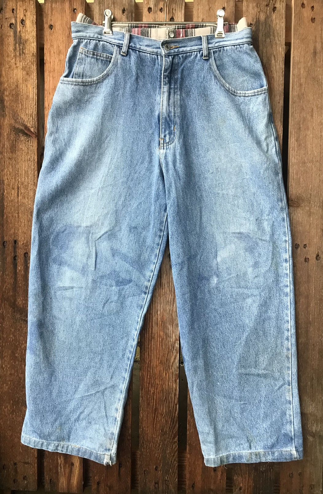 Georges Marciano × Guess × Vintage 90s Guess By Georges Marciano Plaid Waist Skate Baggy Denim Size US 34 / EU 50 - 3 Thumbnail