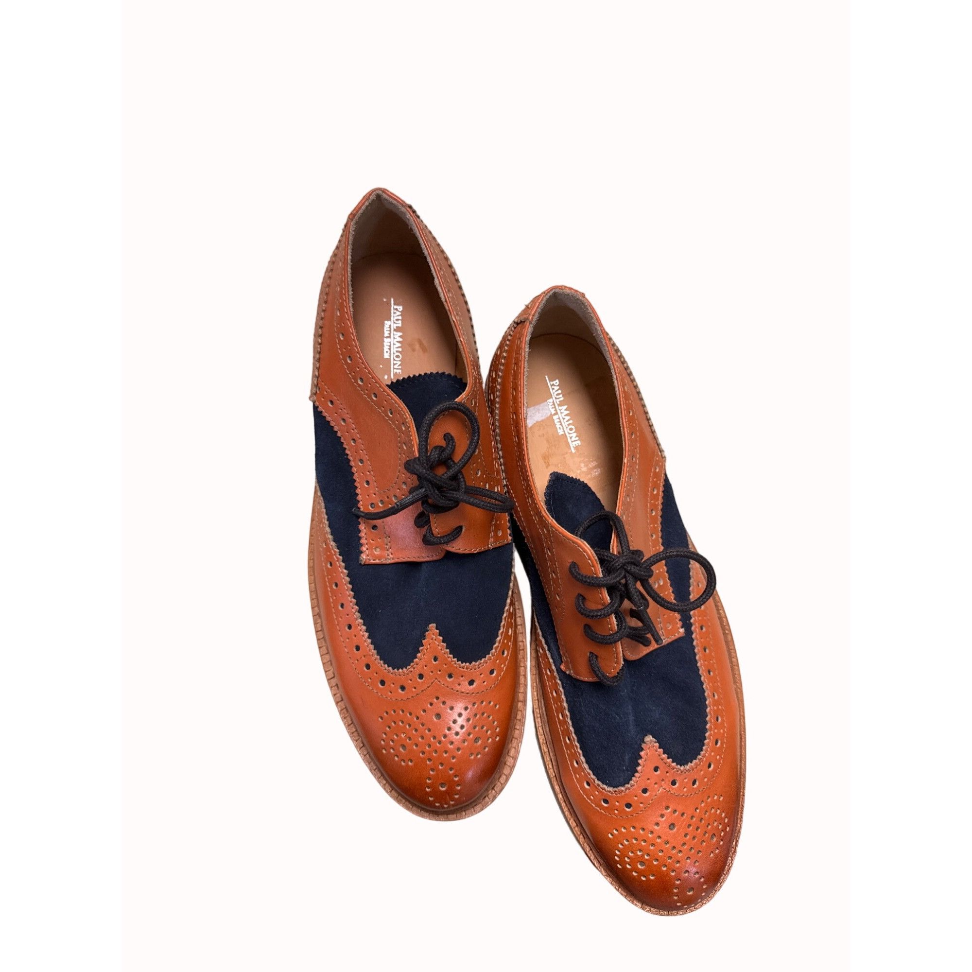 Designer Paul Malone Palm beach Bradford men’s brown navy blue Oxford Size US 10 / EU 43 - 9 Thumbnail