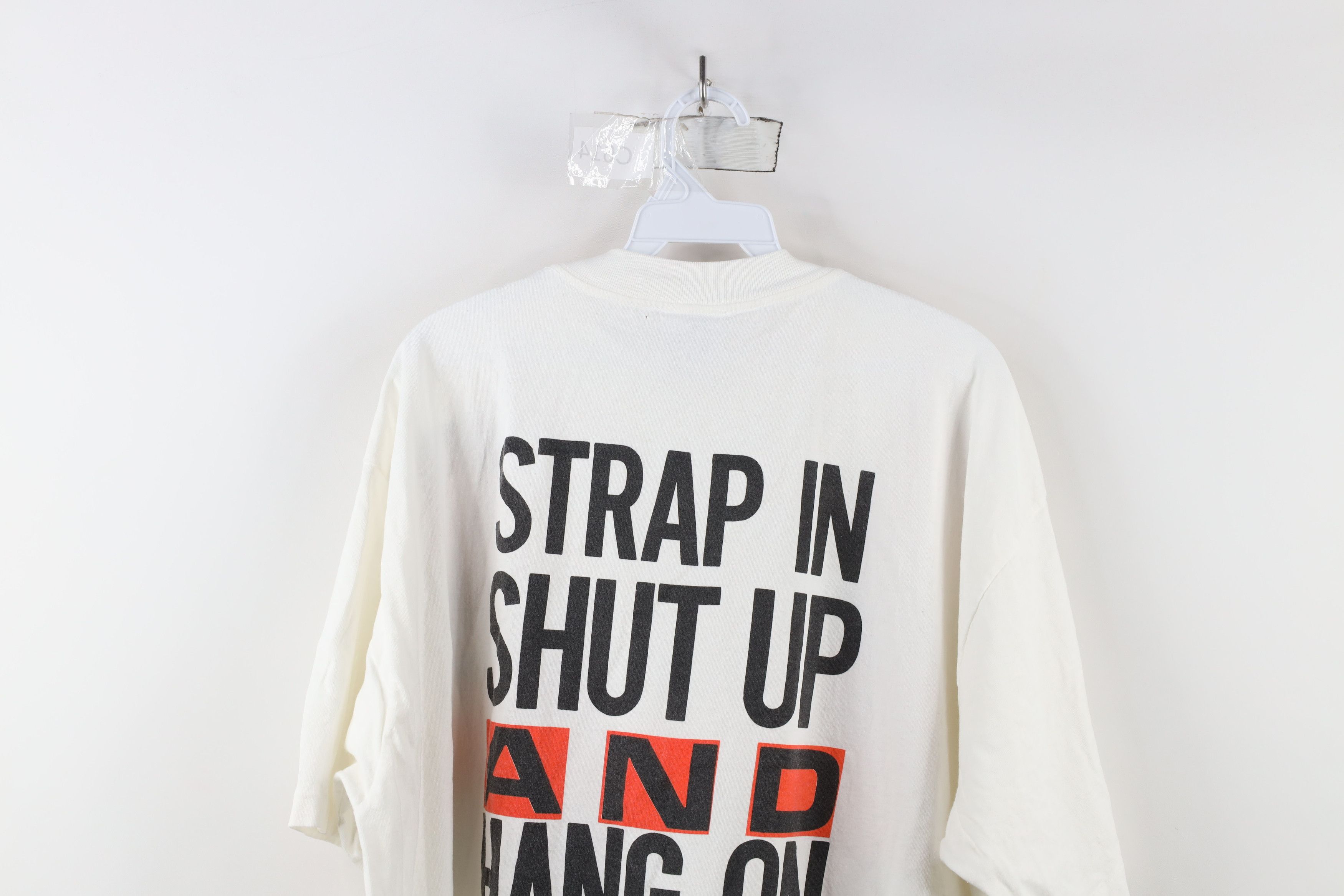 Vintage Vintage 90s Print Strap In Shut Up And Hang On T-Shirt USA Size US XXL / EU 58 / 5 - 12 Thumbnail