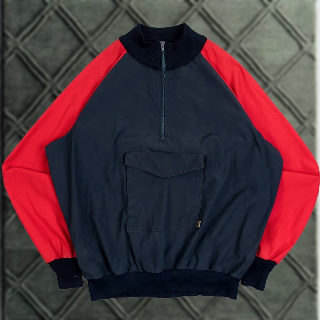 X-LARGE Vintage Men's 1980s Raglan Half Zip Jacket X-Large Navy Blue Windbreaker Jacket Size US XL / EU 56 / 4 - 1 Thumbnail