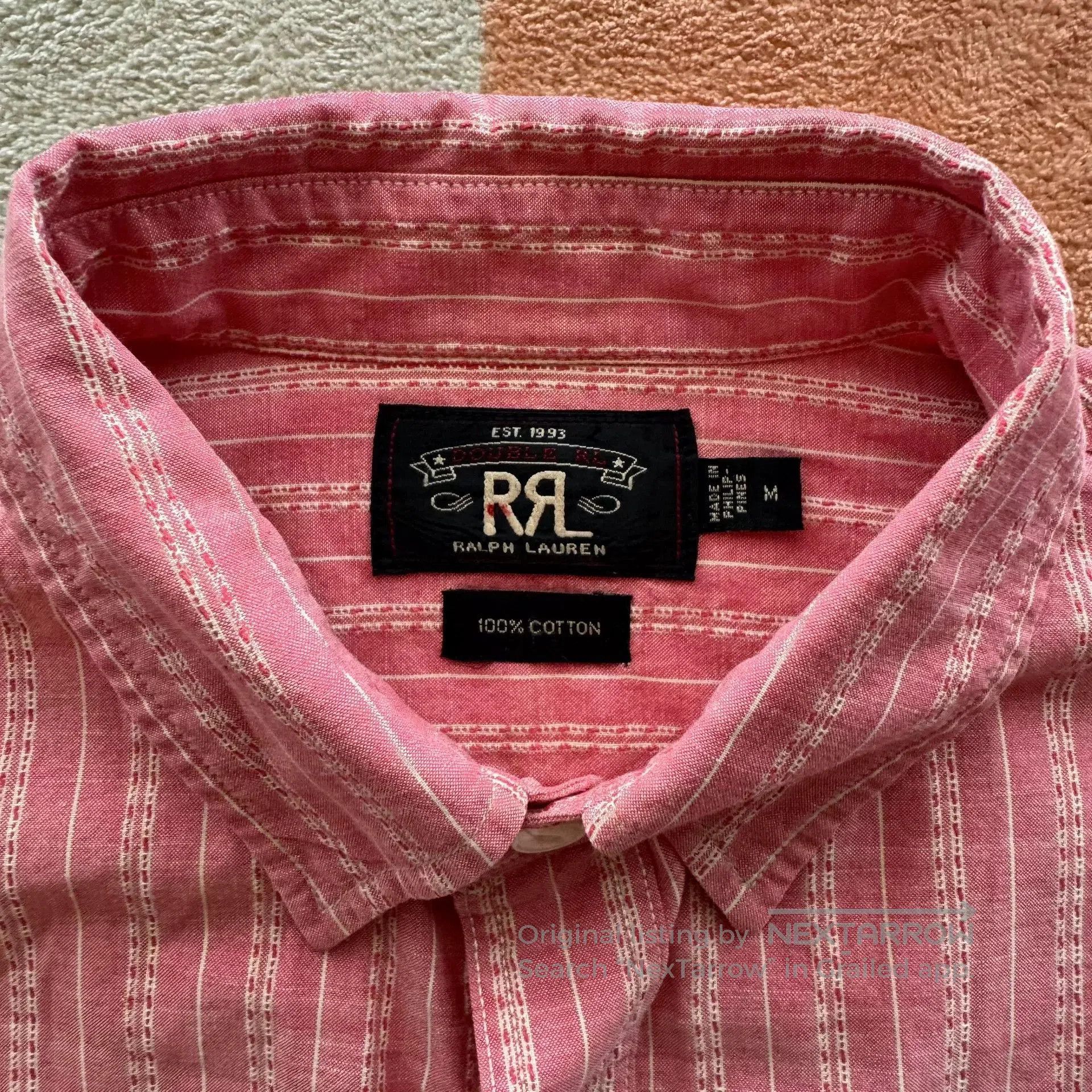 RRL Ralph Lauren Ralph Lauren Double RL Pink Striped Shirt. Size US M / EU 48-50 / 2 - 5 Thumbnail