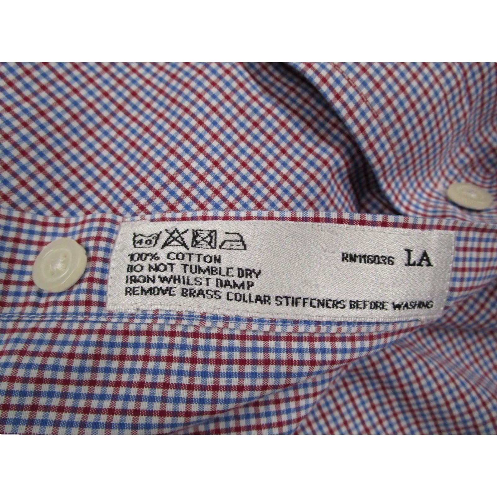 Charles Tyrwhitt Charles Tyrwhitt Shirt Mens 17 35 Red Blue Check Slim Fit Cotton Dress Shirt long sleeve Size 34R - 4 Thumbnail