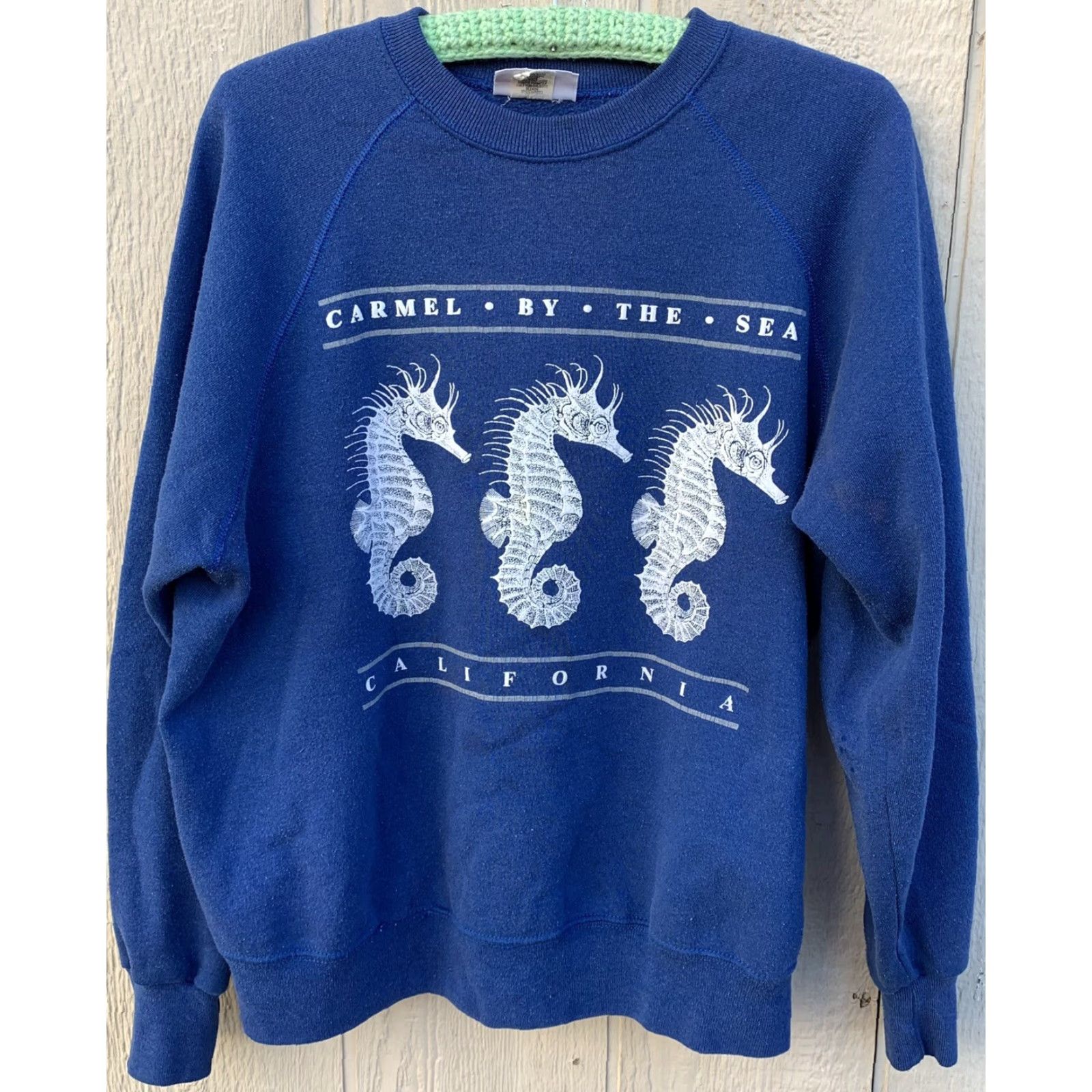 Vintage VINTAGE Bassett-Walker seahorse graphics Raglan Sweatshirt XL Men Blue Graphic Print Raglan Seahorse California Pacific Coast Seaside 90s? Size US XL / EU 56 / 4 - 3 Thumbnail