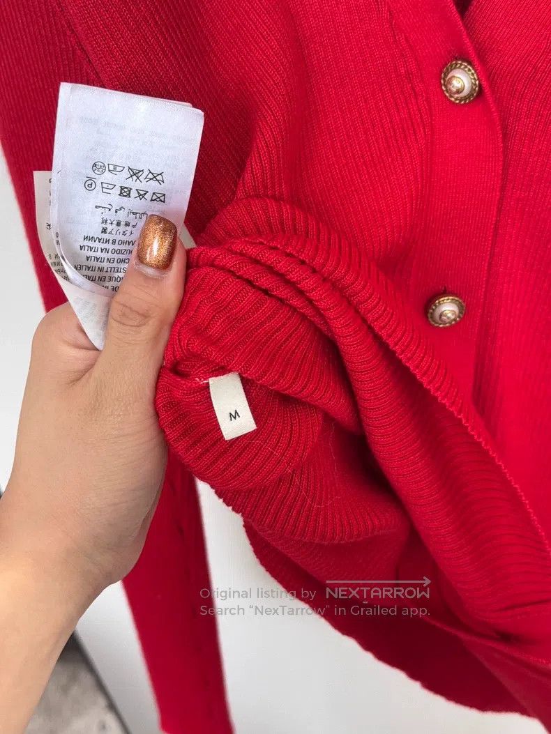 Gucci Gucci Red wood-ear knitted cardigan sweater Size M / US 6-8 / IT 42-44 - 8 Thumbnail