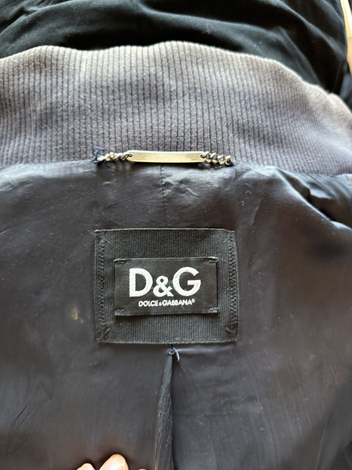 Dolce & Gabbana D&G Distressed Grey Lamb Leather Bomber Jacket Size US L / EU 52-54 / 3 - 9 Thumbnail