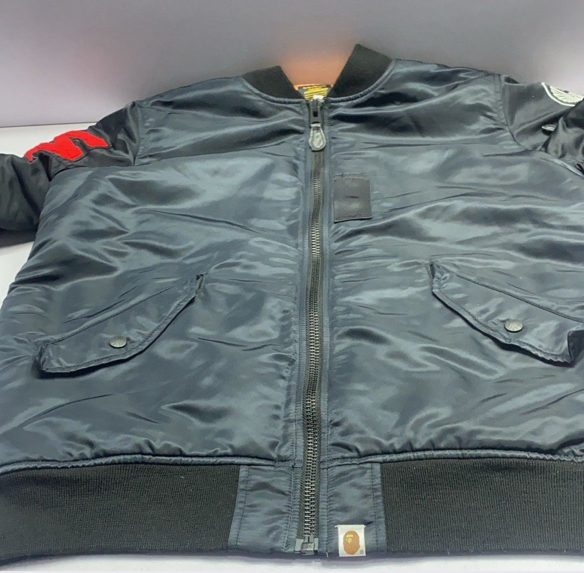 Bape A Bathing Ape (BAPE) Shark MA-1 jacket in black nylon Size US L / EU 52-54 / 3 - 9 Thumbnail