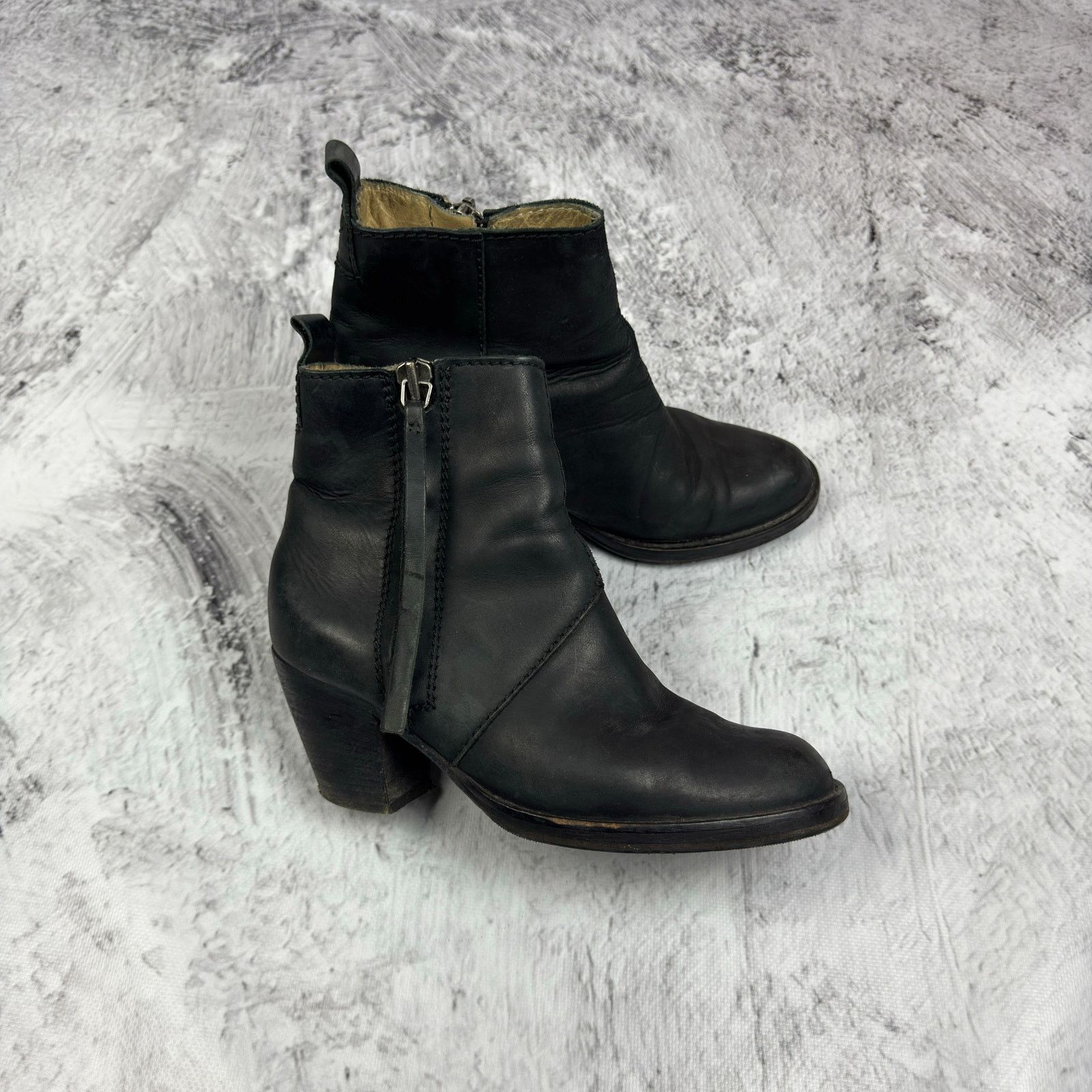 Acne Studios Acne Piston Womens Black Leather Side Zip Block Heel Boot 36 Size US 6 / IT 36 - 1 Thumbnail
