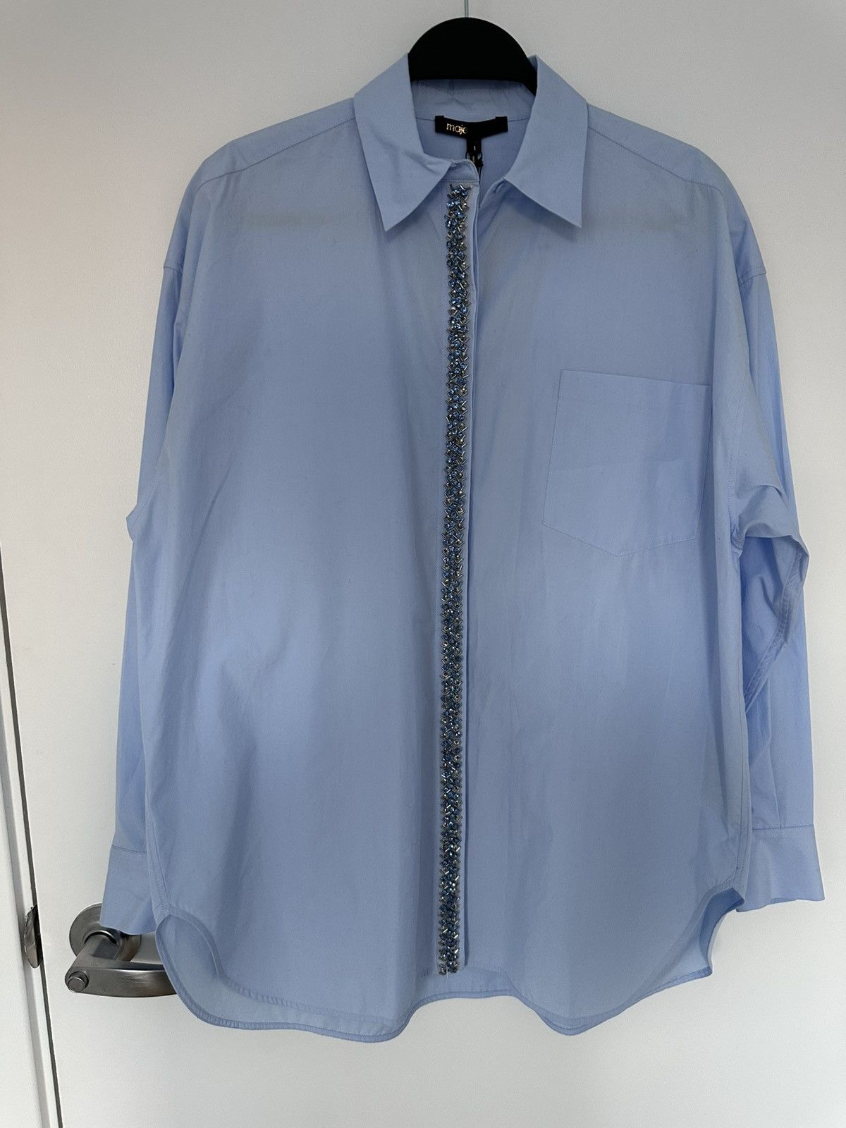 Maje Maje Blue Embellished Button-Up Shirt Size S / US 4 / IT 40 - 3 Thumbnail