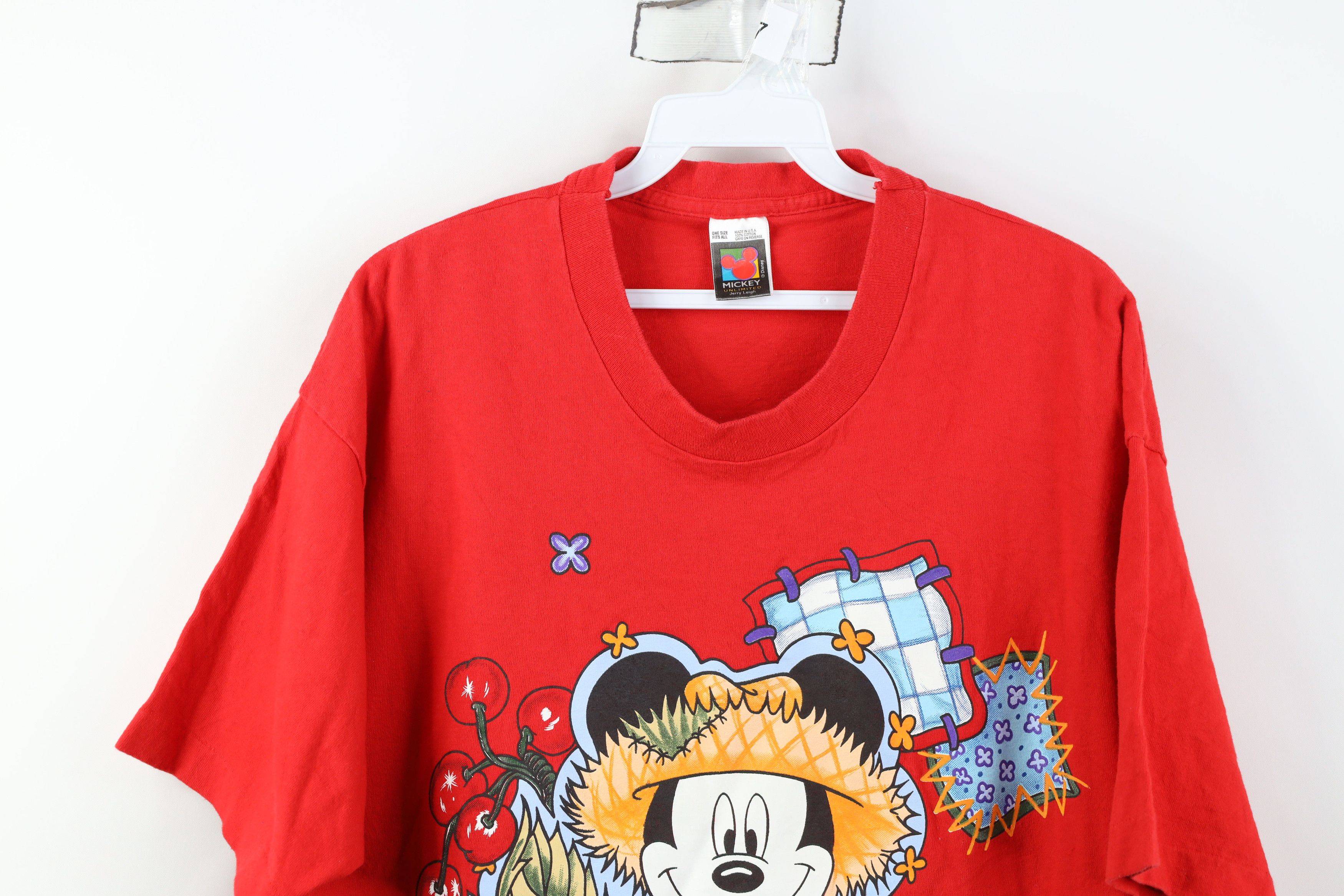 Disney Vintage 90s Disney Mickey Mouse Farmer Short Sleeve T-Shirt Size ONE SIZE - 2 Thumbnail