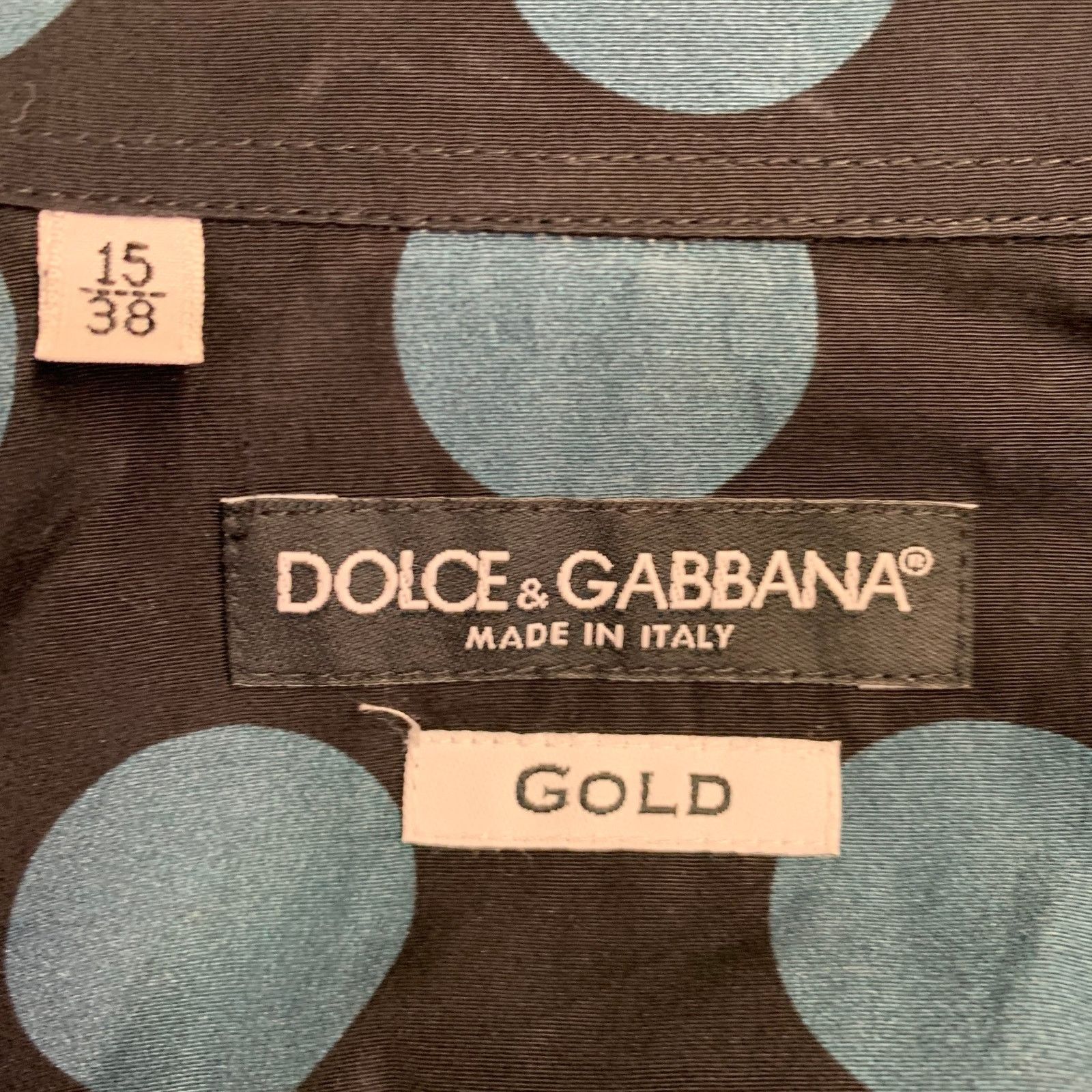 Dolce & Gabbana Size 38 Black Blue Dots Cotton Epaulettes Long Sleeve Shirt Size US S / EU 44-46 / 1 - 5 Thumbnail
