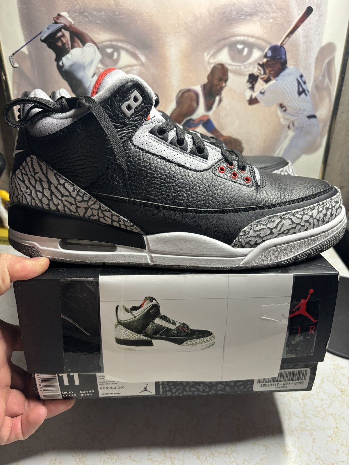 Jordan Brand Jordan 3 Retro Black Cement 2018 Size US 11 / EU 44 - 1 Thumbnail