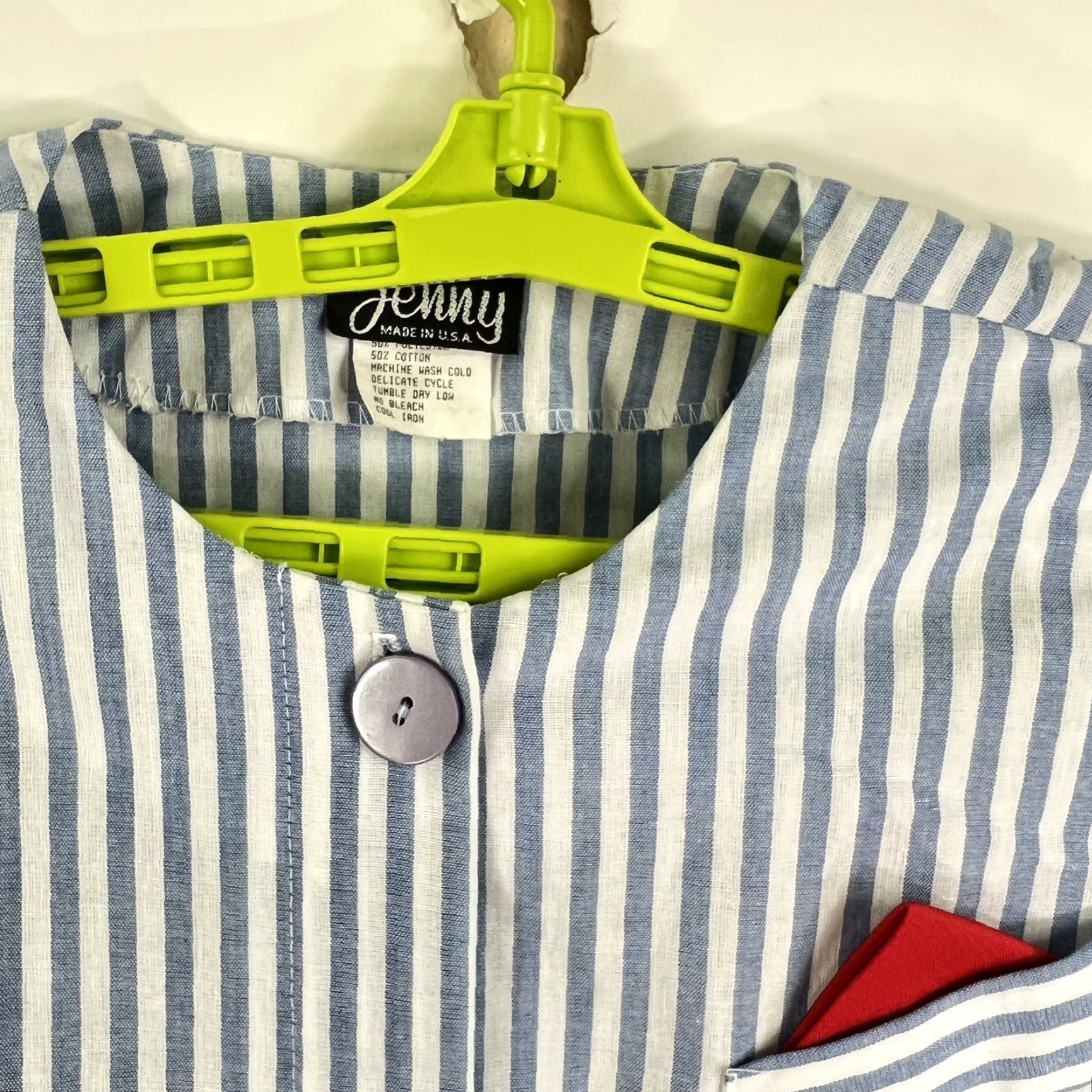 Vintage VINTAGE Jenny Striped Chambray Denim Dress Women's 10 Pockets Shoulder pads Dress Size L / US 10 / IT 46 - 4 Thumbnail