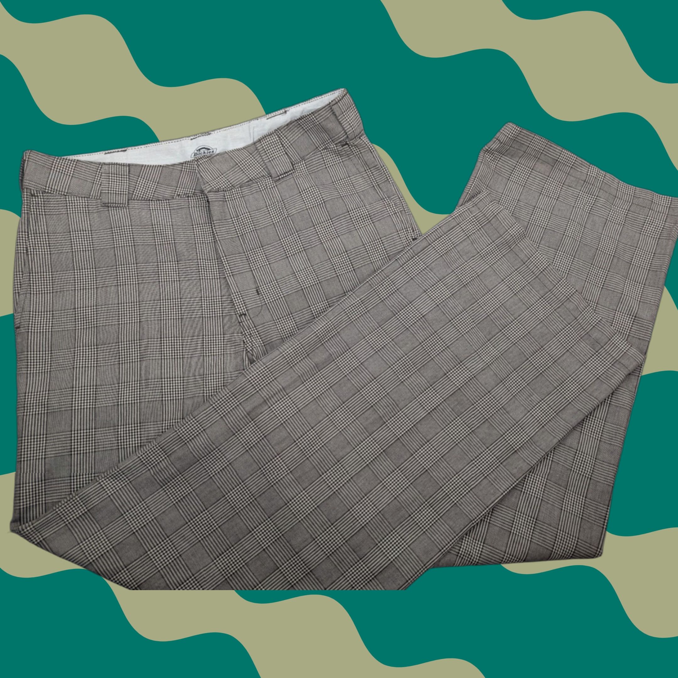 Dickies Dickies Womens Wide Leg Pants Size 8R Houndstooth Casual Slacks Full Length Color Brown Size 30" / US 8 / IT 44 - 1 Thumbnail