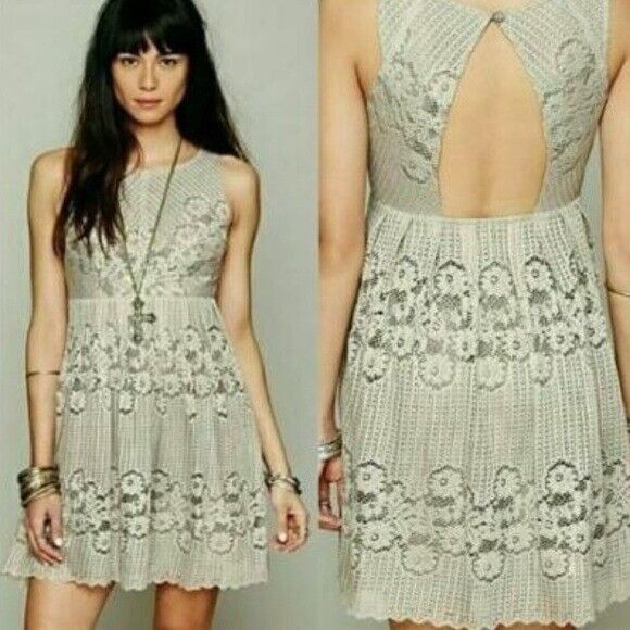 Free People FREE PEOPLE Rocco Lace overlay Dress Sz 0 Taupe sleeveless K Size XS / US 0-2 / IT 36-38 - 9 Thumbnail