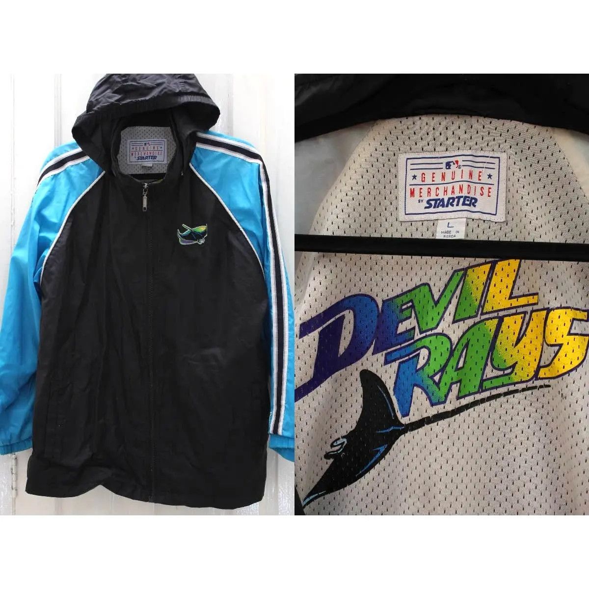 MLB × Starter Tampa Bay Devil Rays 90s STARTER windbreaker L black MLB vtg Size US L / EU 52-54 / 3 - 1 Thumbnail