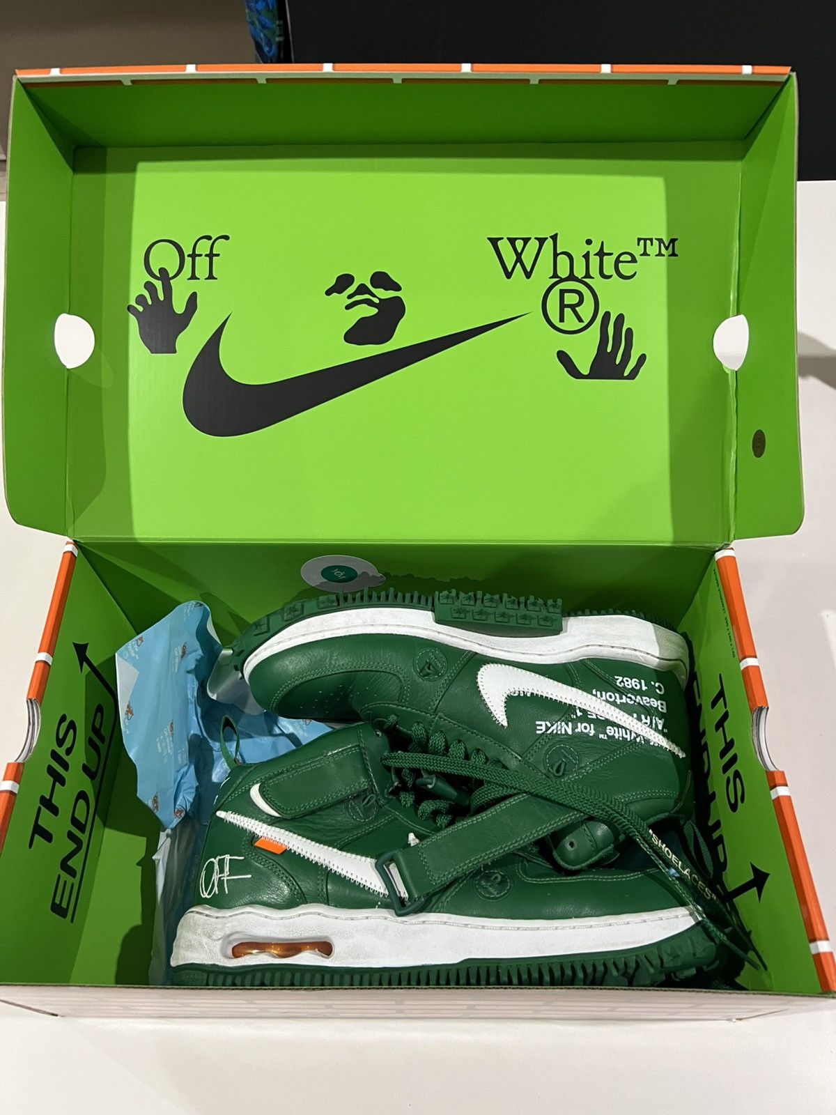 Nike × Off-White × Virgil Abloh Off-White Nike Air Force 1 Mid SP LTHR pine green Size US 9 / EU 42 - 1 Thumbnail