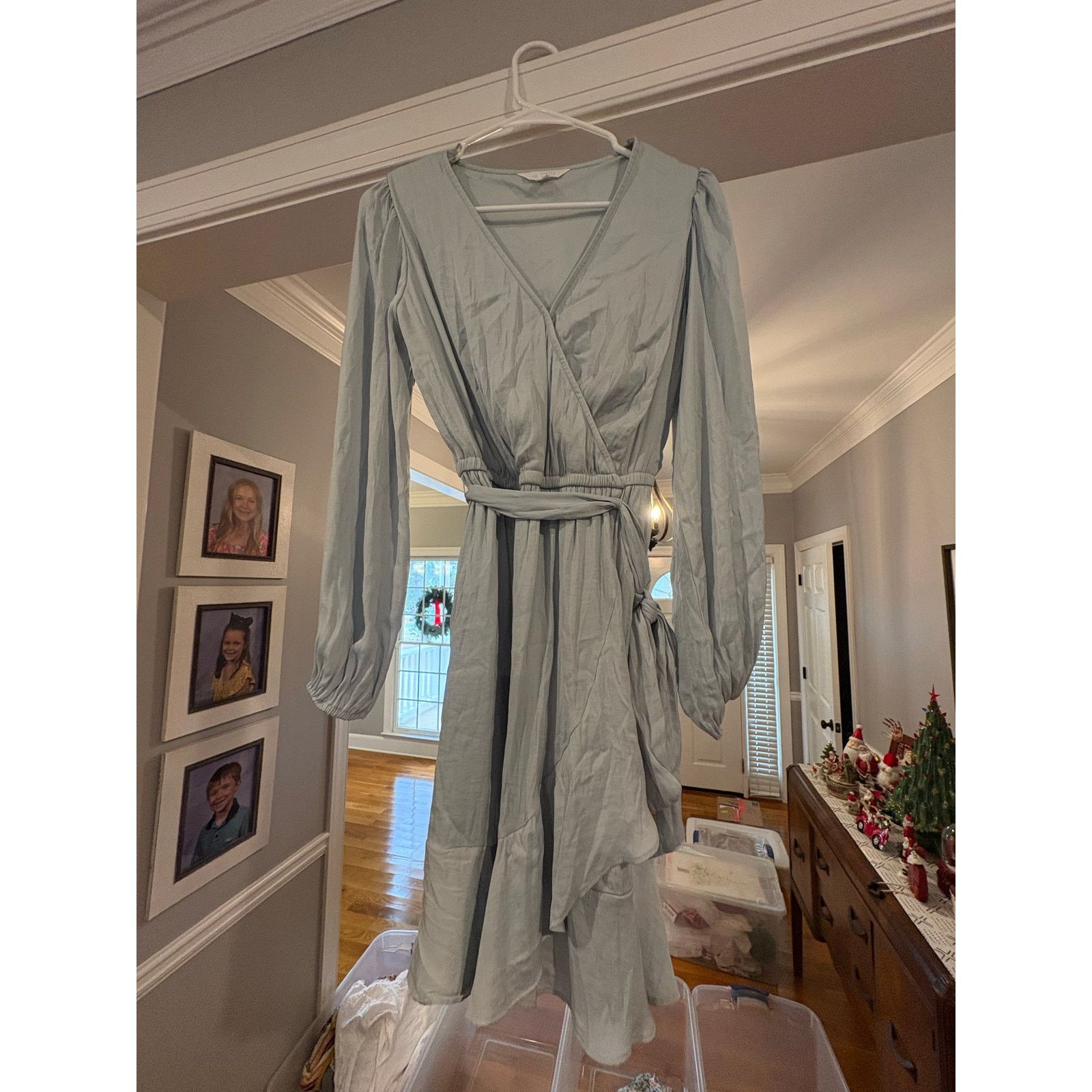 Lauren Conrad LC Lauren Conrad Blue Wrap Midi Dress XS Long Sleeve Size XS / US 0-2 / IT 36-38 - 2 Thumbnail