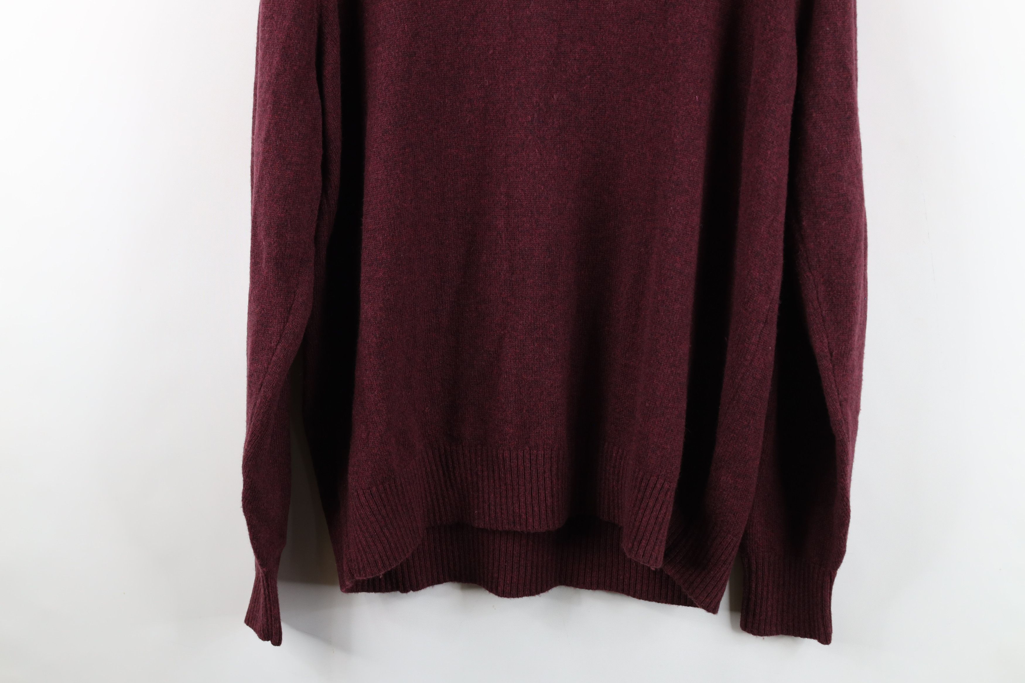 L.L. Bean Vintage 90s LL Bean Lambswool Knit V-Neck Sweater Maroon Size US L / EU 52-54 / 3 - 8 Thumbnail