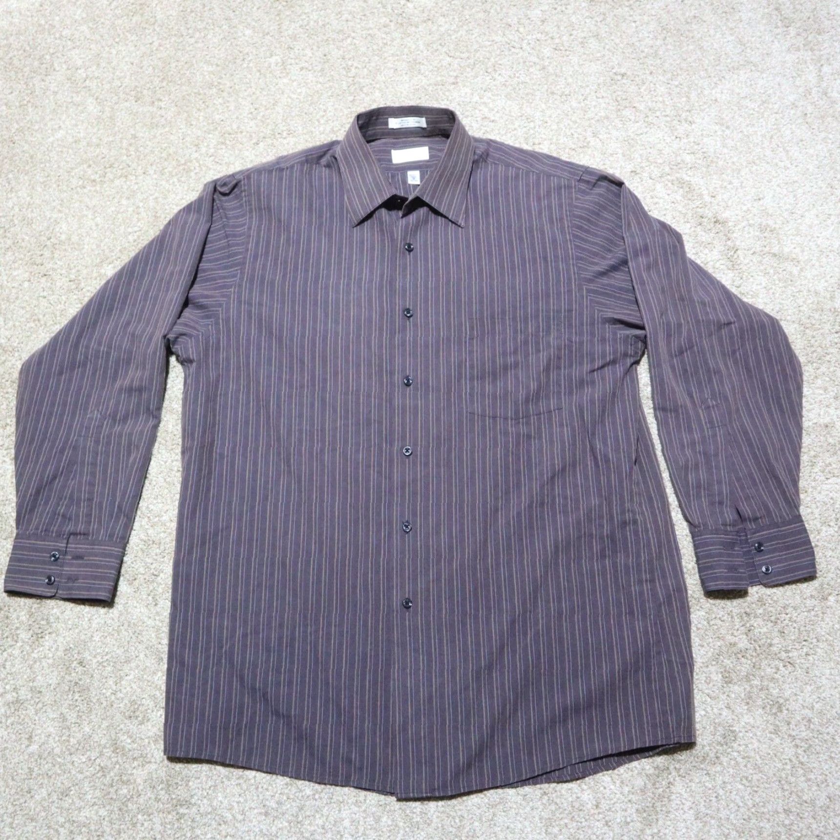 Van Heusen VINTAGE Van Heusen Shirt Black Striped Button Up 16 32/33 Mens Size 16 Black Striped Dress Shirt Button-Down Collar Long Sleeve Cotton Blend - Size US L / EU 52-54 / 3 - 2 Thumbnail
