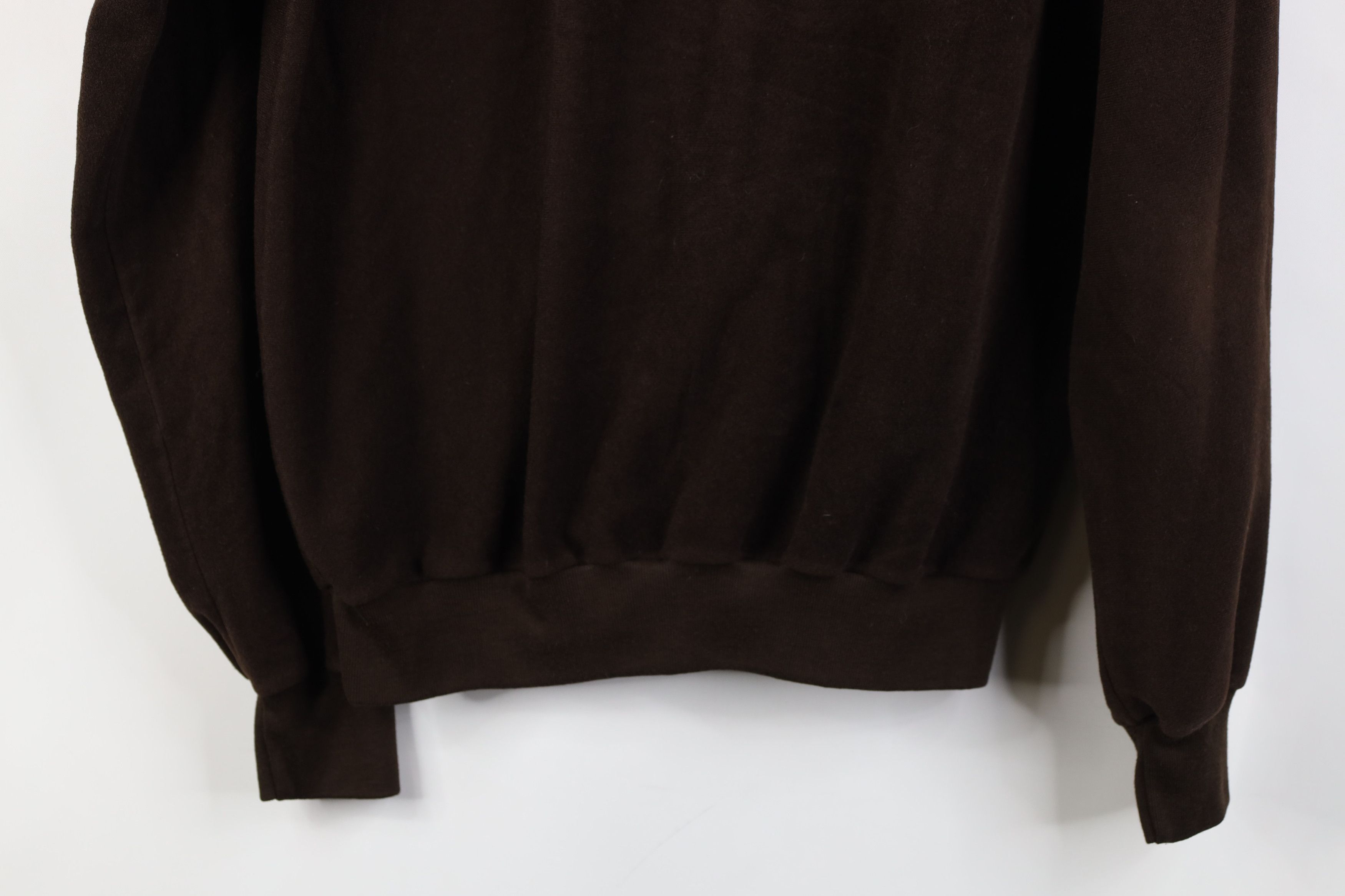 Lee Vintage 70s Lee Blank Velour Fleece V-Neck Sweater Brown USA Size US M / EU 48-50 / 2 - 14 Thumbnail