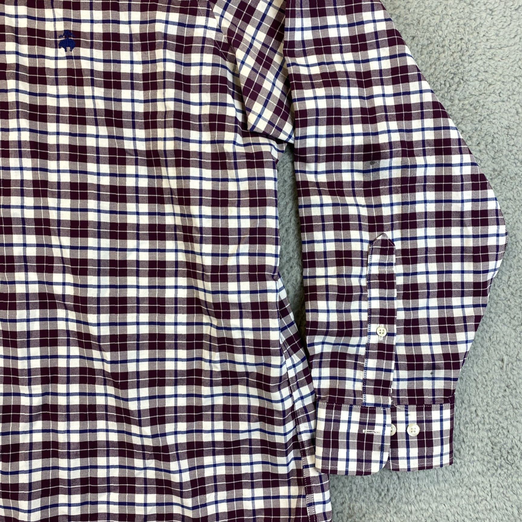 Brooks Brothers VINTAGE Brooks Brothers Dress Shirt Red Purple Plaid 2XL/Regular Men Button-Down Collar 74-9 Regent Fit Size 48R - 2 Thumbnail