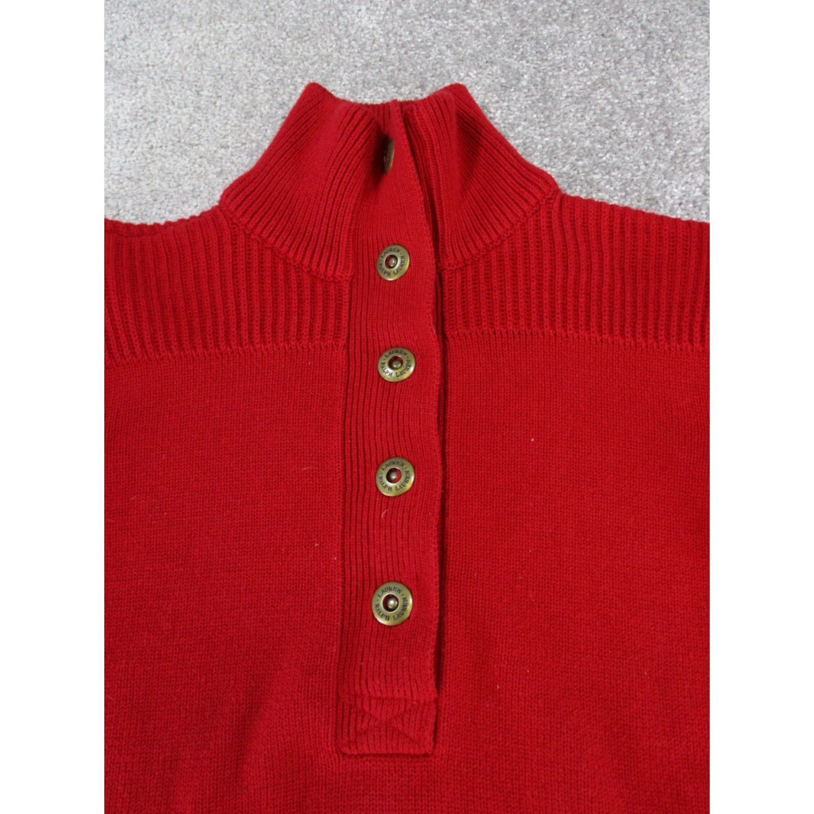 Ralph Lauren VINTAGE Lauren Ralph Lauren Sweater Mens Medium Red Cotton Pullover Long Sleeve Mock Neck Solid Size US M / EU 48-50 / 2 - 2 Thumbnail