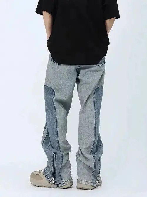 Japanese Brand × Jean Y2K Washed Blue Baggy Stacked Ankle Zipper Jeans Size US 31 - 3 Thumbnail