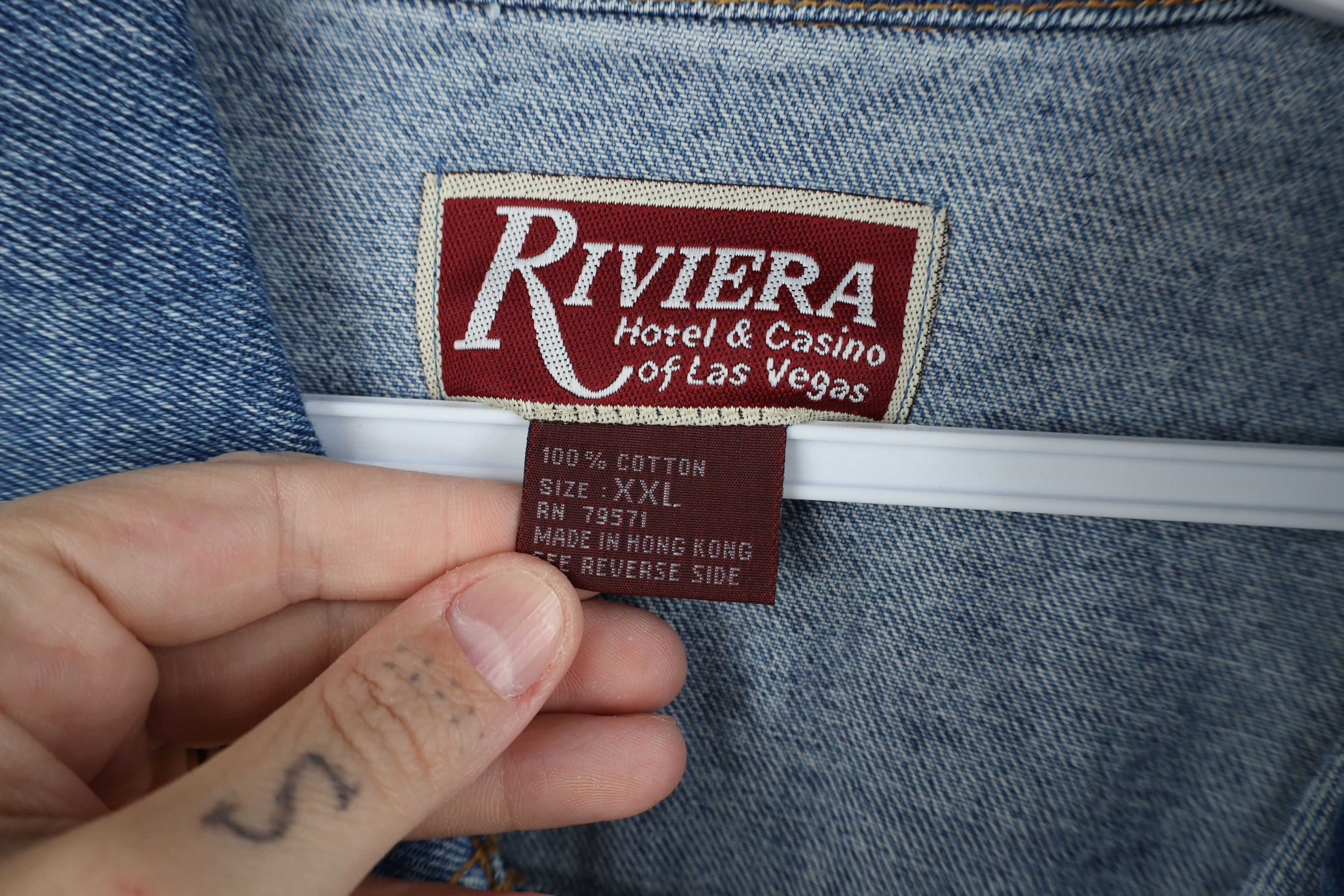 Vintage Vintage 90s Streetwear Riviera Casino Denim Trucker Jacket Size US XXL / EU 58 / 5 - 8 Thumbnail