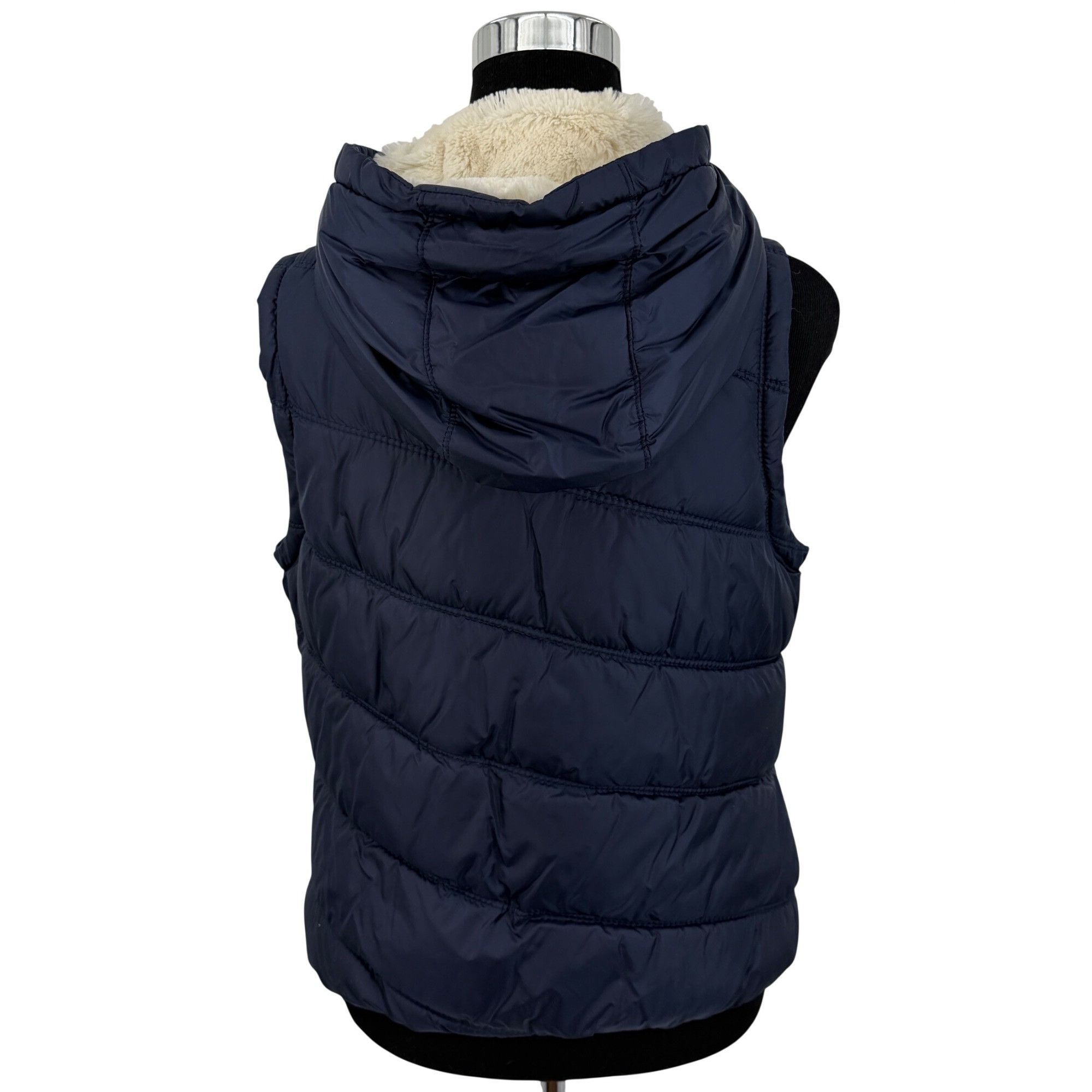 American Eagle Outfitters VTG American Eagle Blue Faux Fur Lined Hooded Vest | Y2K Ind Size L / US 10 / IT 46 - 15 Thumbnail
