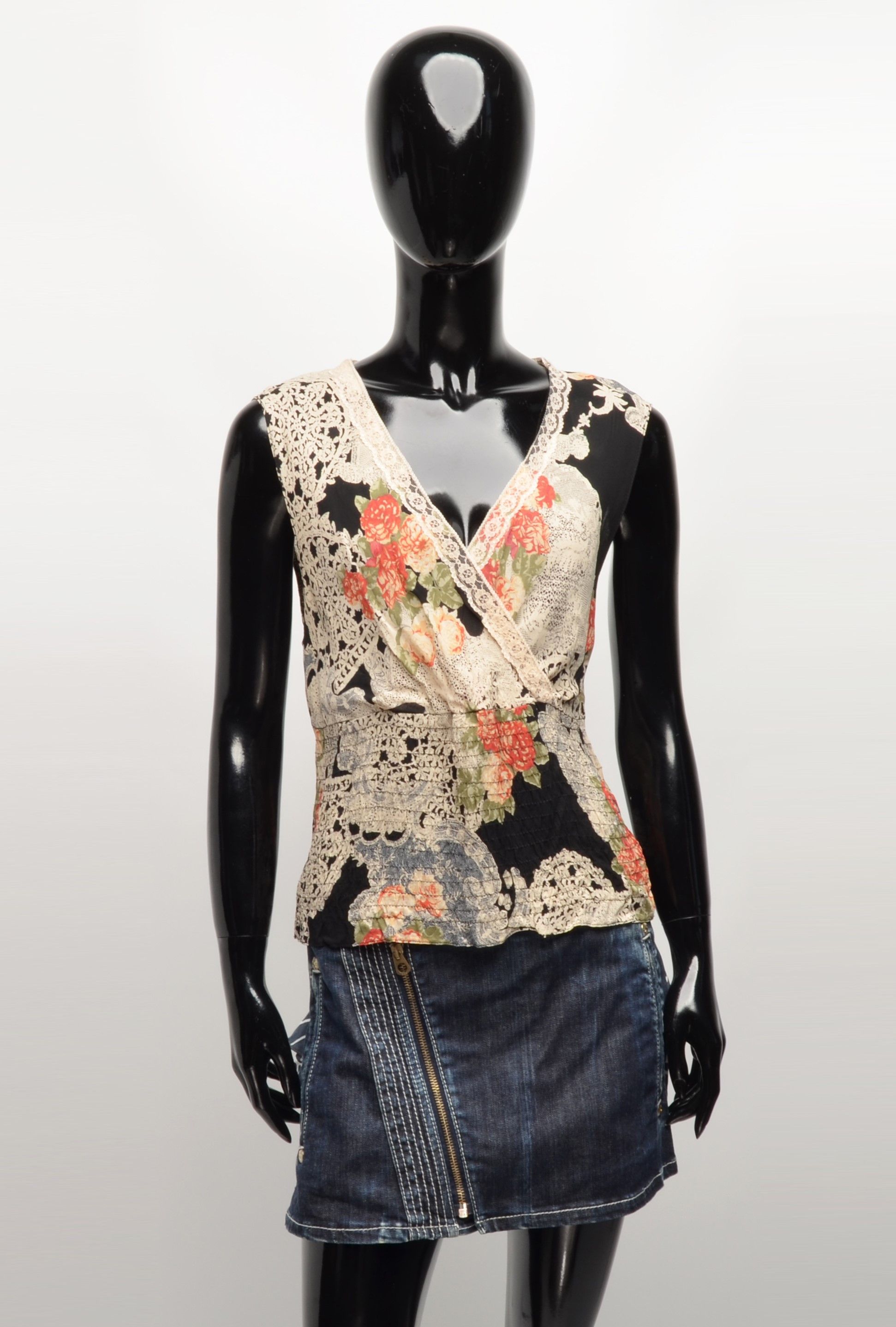 Vintage Vintage Wallis Y2K Mesh Floral V-Neck Blouse Top Size L / US 10 / IT 46 - 1 Thumbnail