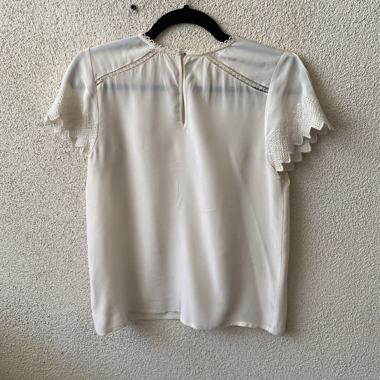 Ulla Johnson Ulla Johnson Womens Top White Ivory Sheer Lace Trim 100% Sil Size XS / US 0-2 / IT 36-38 - 9 Thumbnail