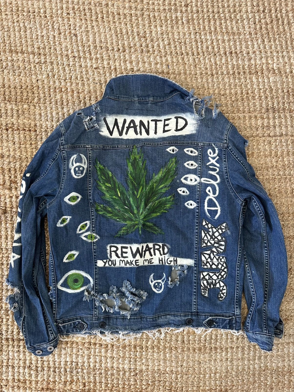 JUNK de LUXE JUNK DE LUXE DISTRESSED DENIM JACKET HAND-PAINTED SIZE L Size L / US 10 / IT 46 - 2 Thumbnail