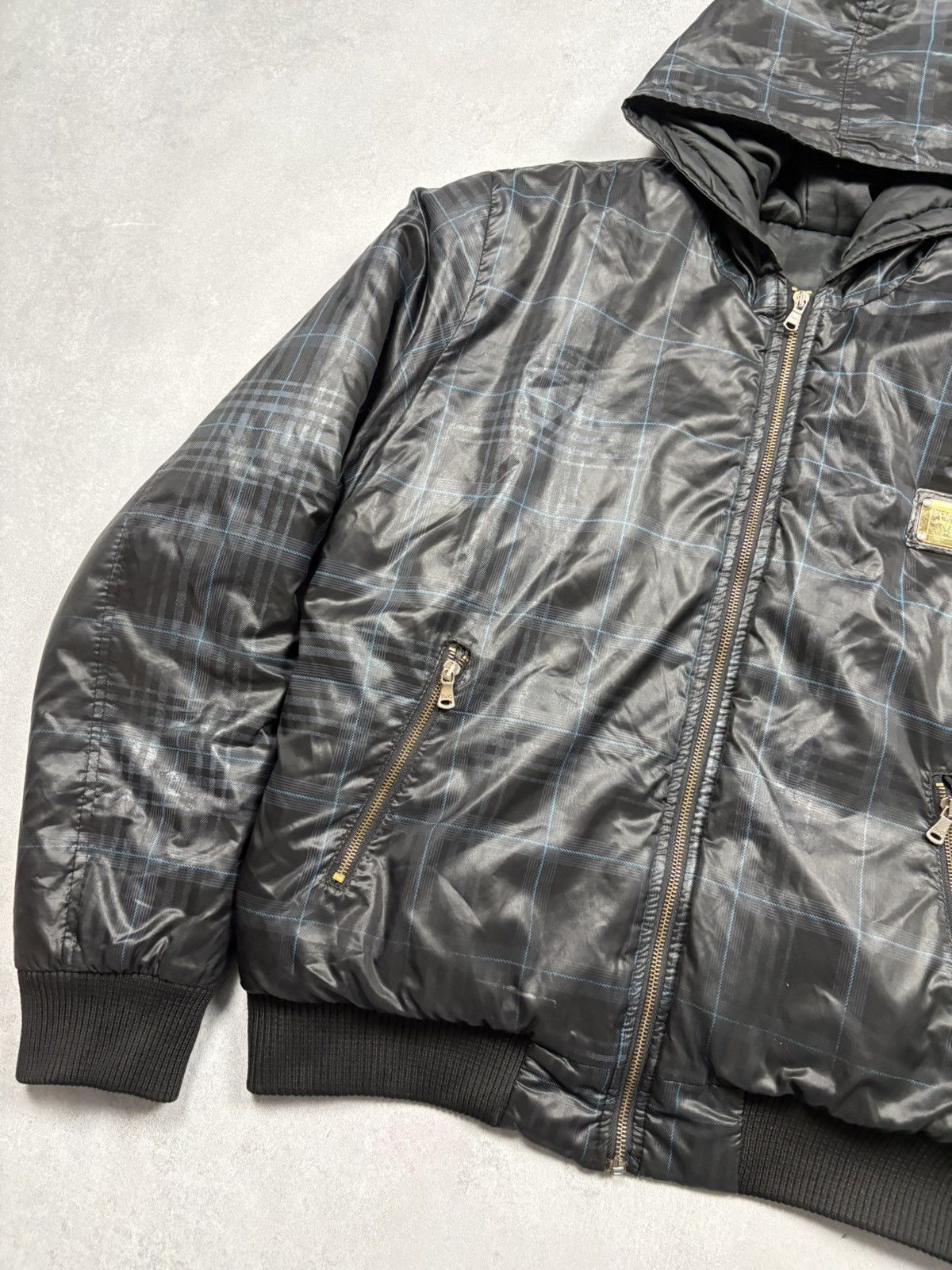 Dolce & Gabbana Dolce & Gabbana Sport 2000s Black Check Puffer Jacket VTG Size US L / EU 52-54 / 3 - 3 Thumbnail