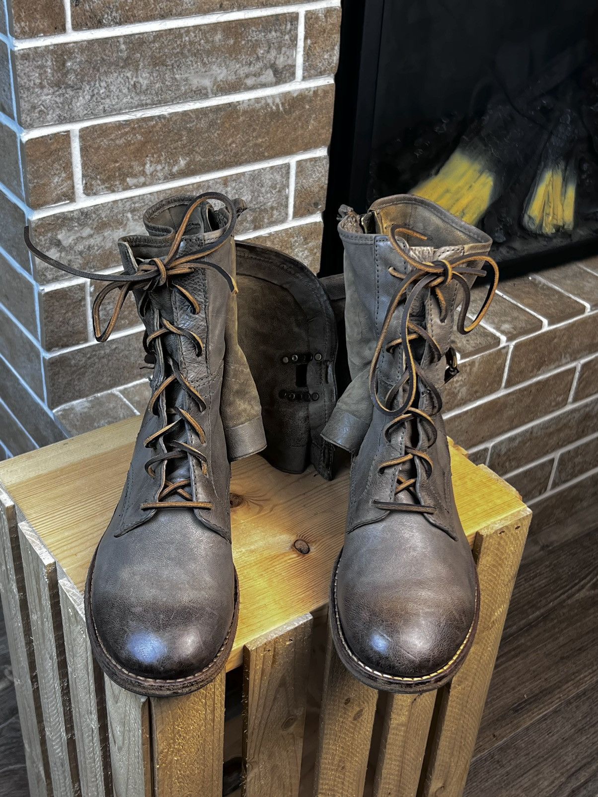 A.S.98 A.S.98. Airstep Grey Leather Biker Ankle Boots Size US 8 / IT 38 - 8 Thumbnail