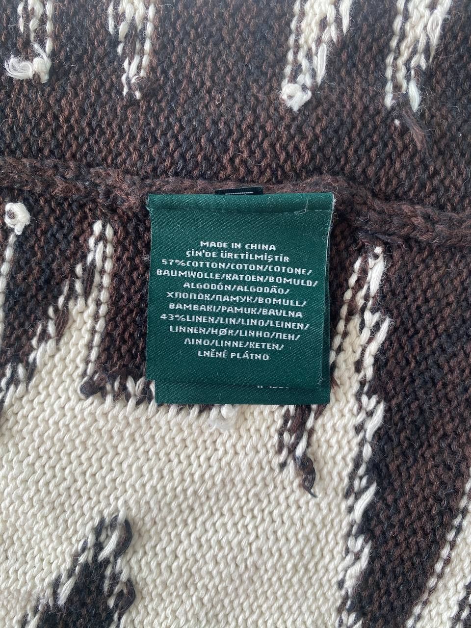 Lauren Ralph Lauren auren RL Cotton Linen Aztec Open Front Cardigan Size M / US 6-8 / IT 42-44 - 3 Thumbnail