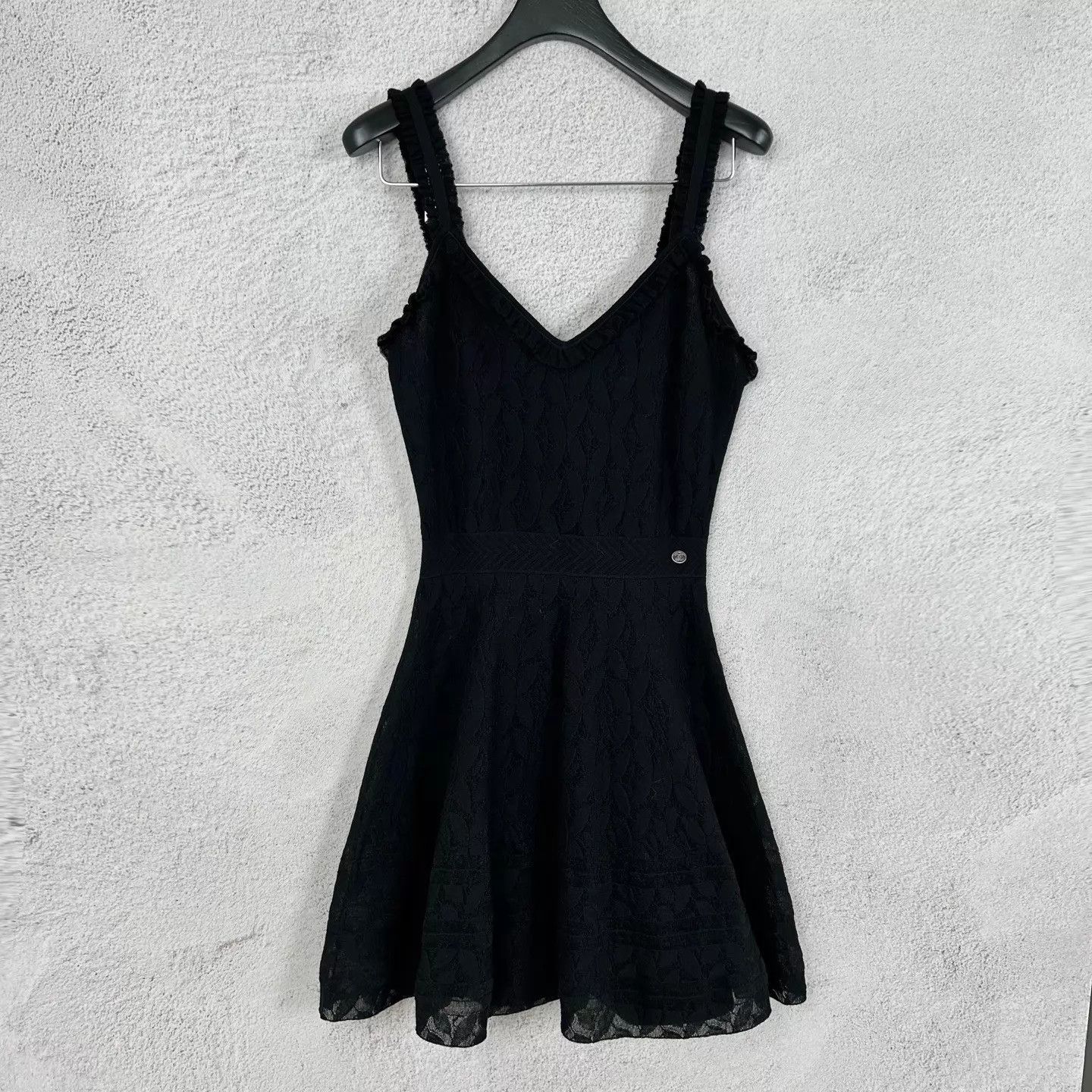 Chanel Chanel Black Lace Crystal Logo Cami Dress Women's Size M / US 6-8 / IT 42-44 - 1 Thumbnail