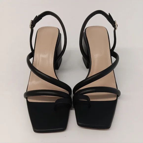 Lafayette 148 LAFAYETTE 148 Black Calfskin Leather Heeled City Sandals -38 Size US 8 / IT 38 - 4 Thumbnail