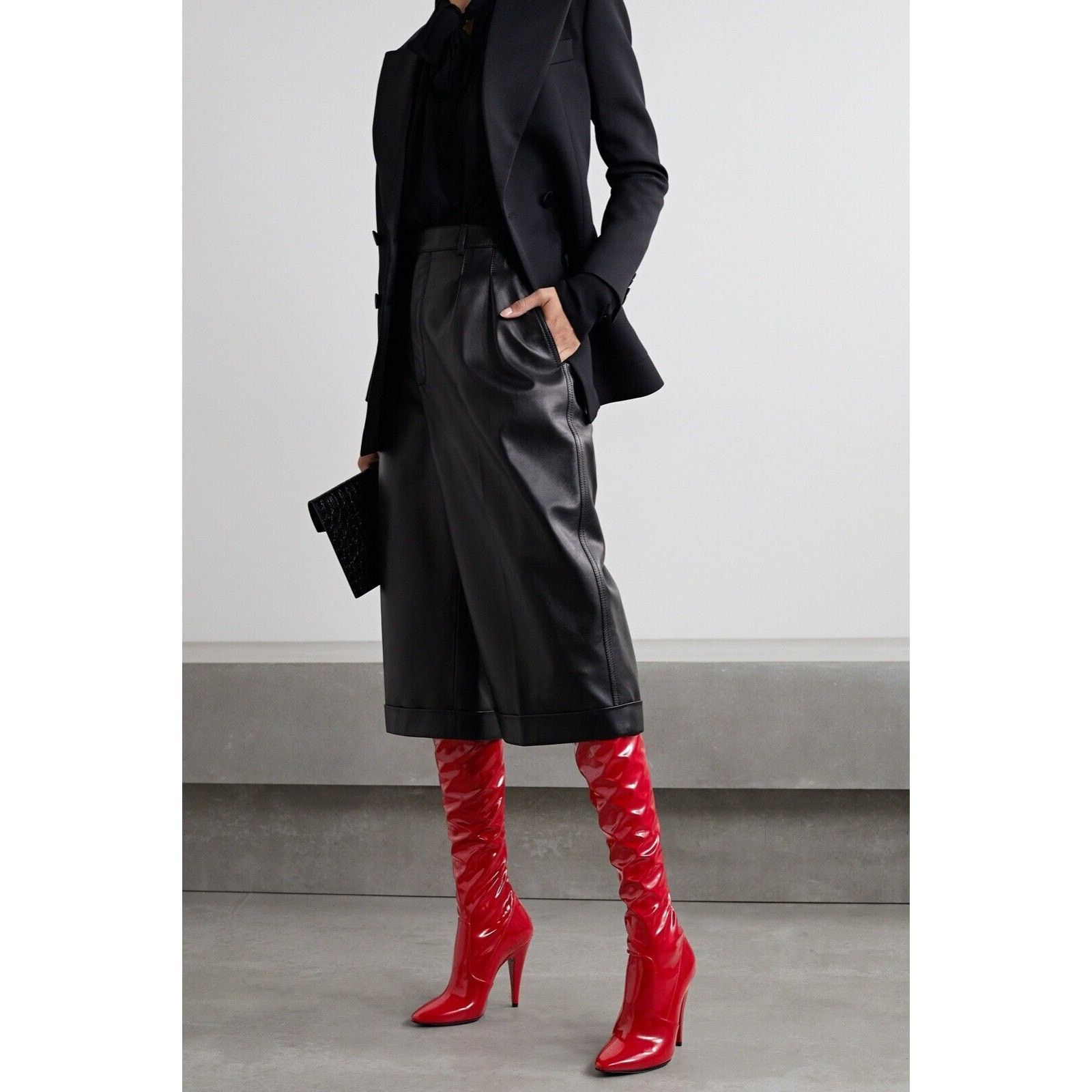 Yves Saint Laurent Saint Laurent YSL Aylah 110 Lava Red Patent Thigh High OTK Size US 12 / IT 42 - 5 Thumbnail
