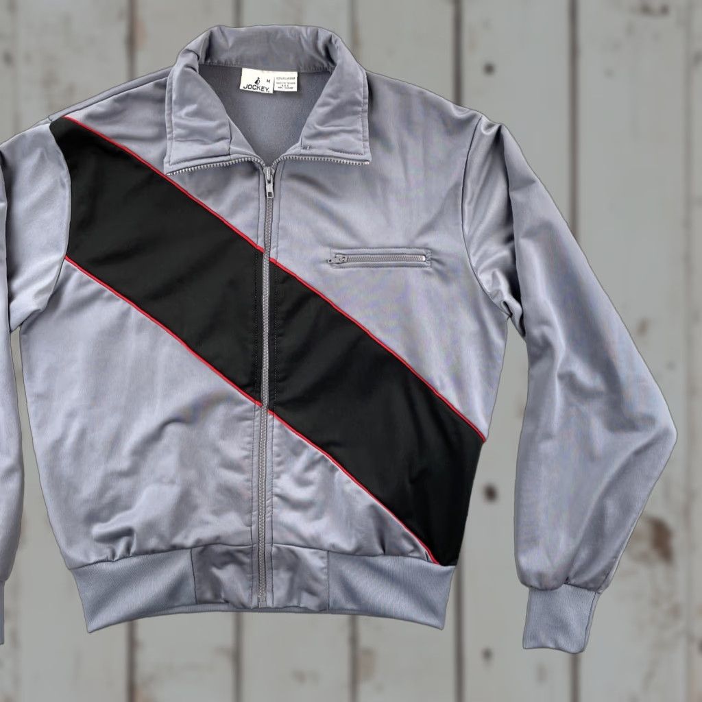 Jockey VINTAGE Jockey Men’s Medium Track Jacket Polyester 80s 90s Sopranos Style Silver Jacket Mens Medium Track Suit Jacket Size 40R - 1 Thumbnail