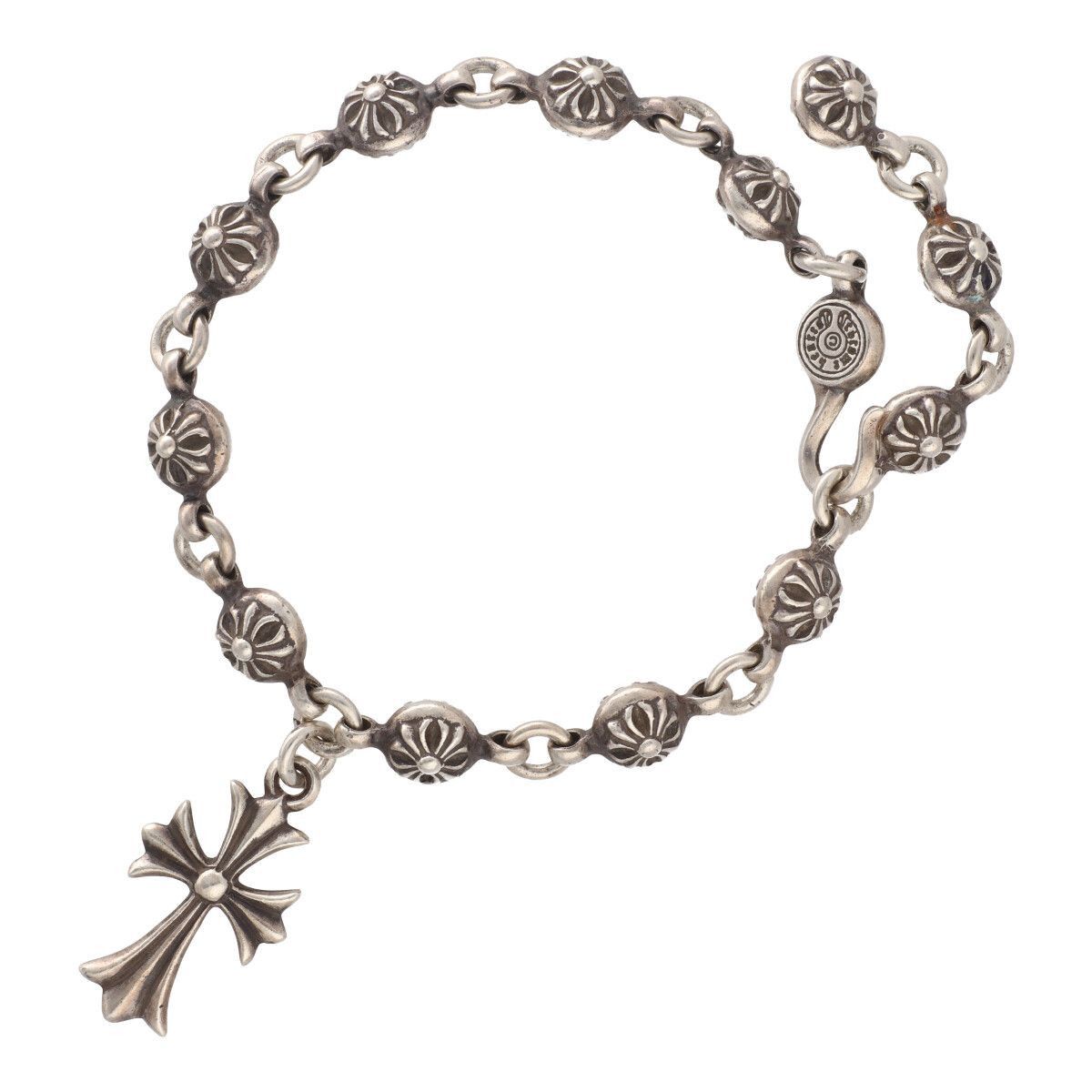 image of Chrome Hearts Cross Ball Bracelet in Silver, Men's