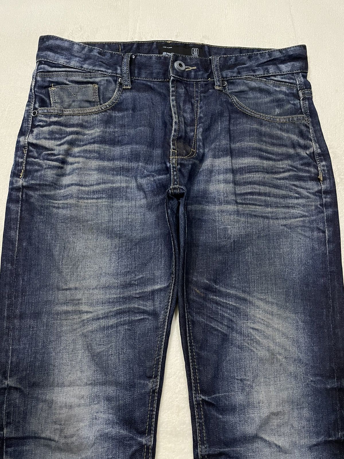 Japanese Brand Vintage SMOG Straight Cut Faded Dark Blue Jeans Size US 34 / EU 50 - 1 Thumbnail
