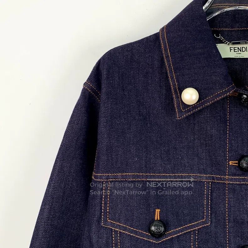 Fendi Fendi Deep Blue Bow Pearl Decorated Cotton Collar Single-B Size XXS / US 00 / IT 34 - 3 Thumbnail