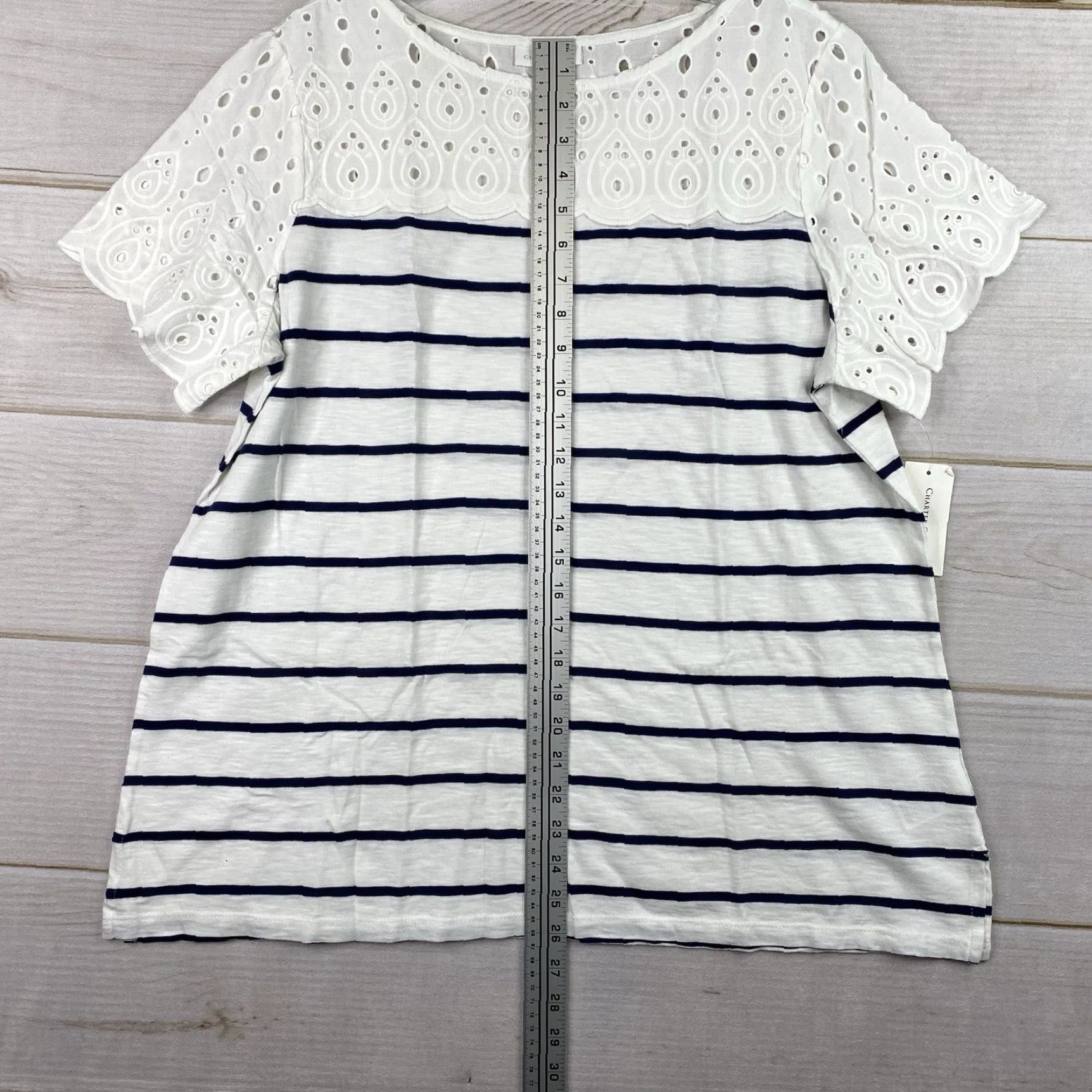 Charter Club Charter Club Shirt Womens 1X Blue Stripe Eyelet Knit Beach Casual Practical Style Mens? Size XL / US 12-14 / IT 48-50 - 6 Thumbnail