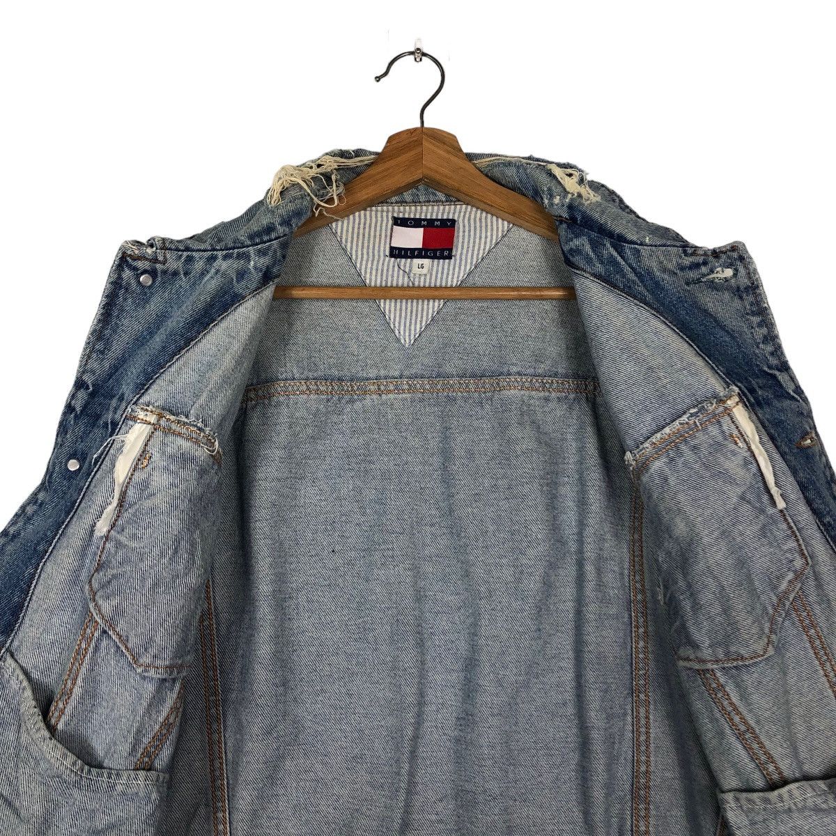 Japanese Brand 🔥Vintage Biker Denim Jacket Tommy Hilfiger Size US L / EU 52-54 / 3 - 12 Thumbnail