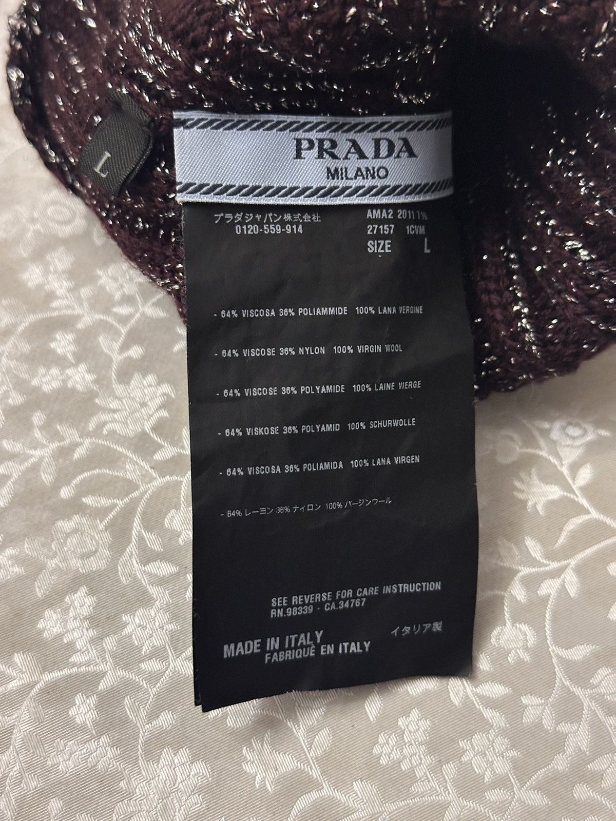 Prada 2011 Prada Rare Knitted Contrast silver line Sleeves Gloves Size ONE SIZE - 6 Thumbnail
