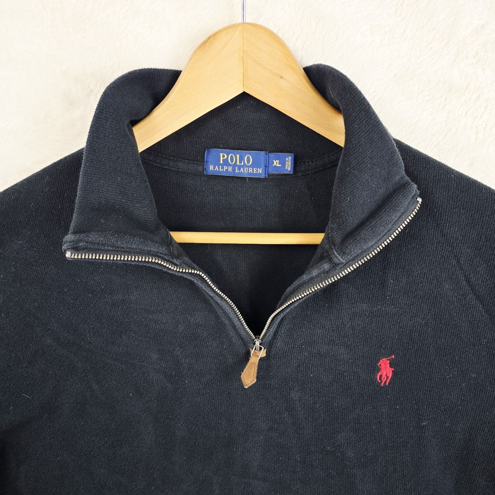 Polo Ralph Lauren Polo Ralph Lauren 1/4 Zip Sweater Size XL Black Red Pony Size US XL / EU 56 / 4 - 4 Thumbnail