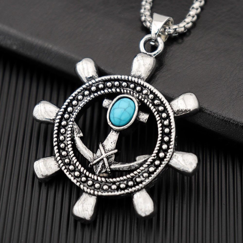 Jewelry Viking Anchor Compass Pendant Necklace Size ONE SIZE - 2 Thumbnail